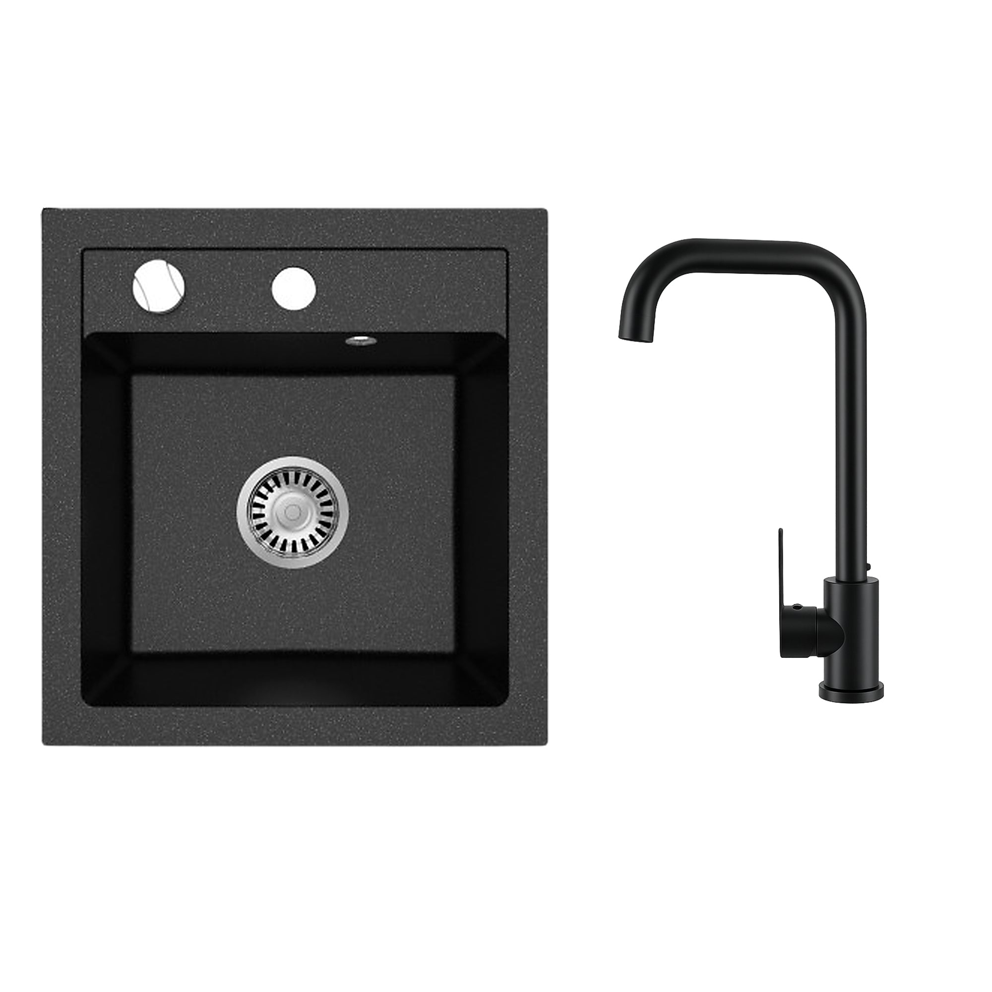 Faizee Home Granitspüle Milano 52 × 49 cm mit wählbarer Armatur