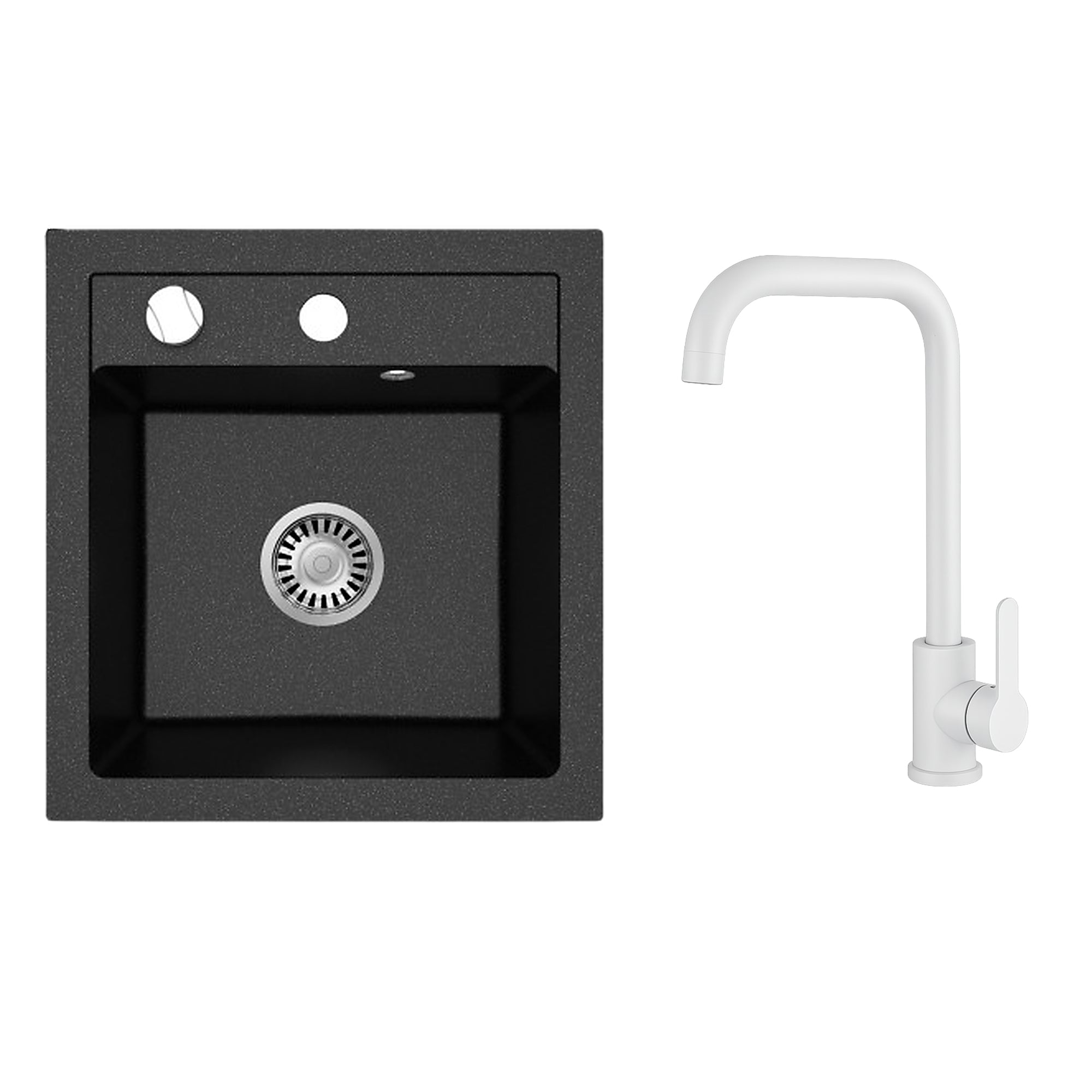Faizee Home Granitspüle Milano 52 × 49 cm mit wählbarer Armatur