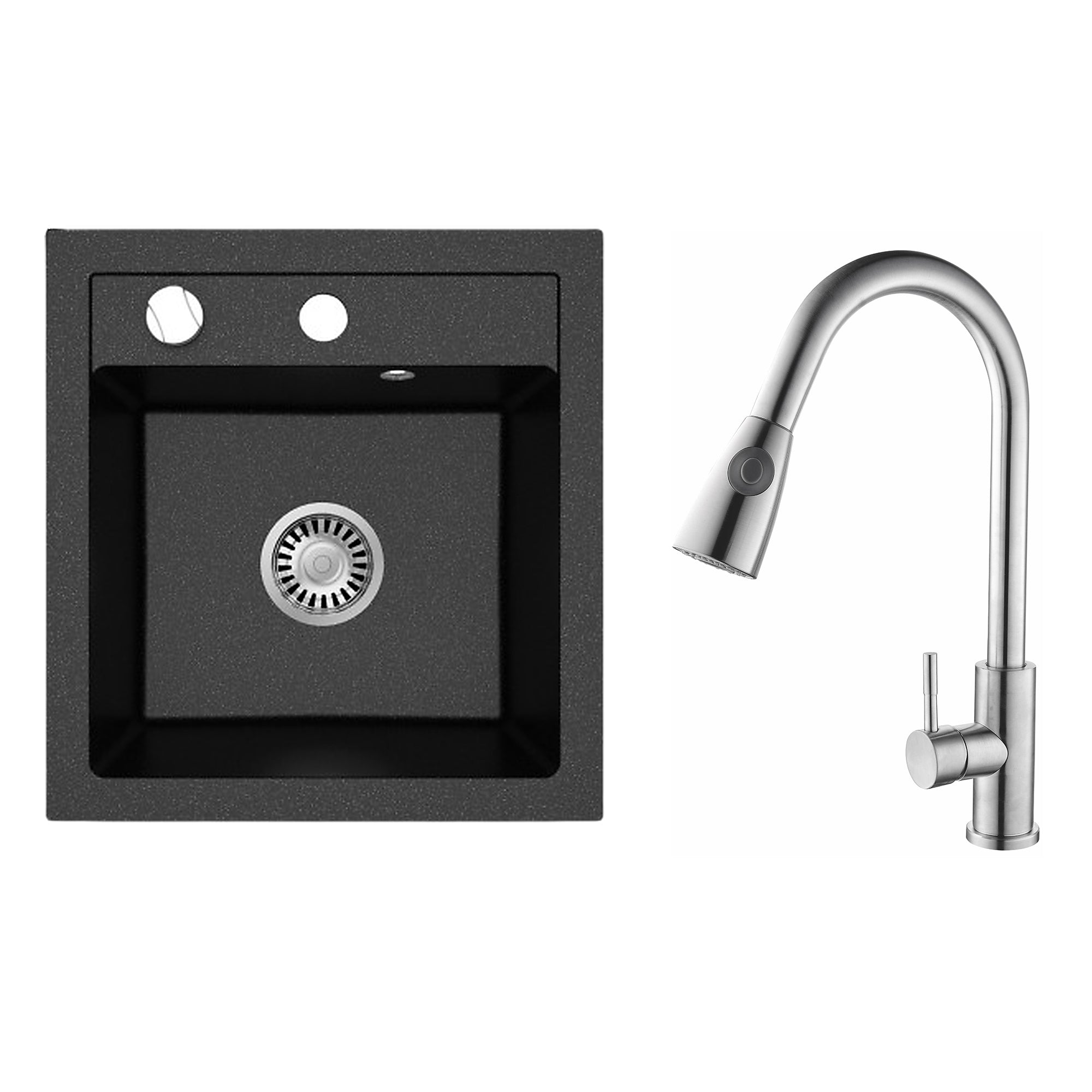 Faizee Home Granitspüle Milano 52 × 49 cm mit wählbarer Armatur