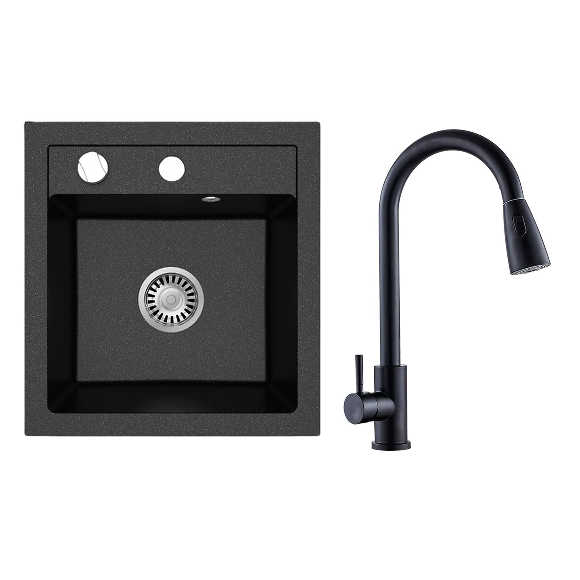 Faizee Home Granitspüle Milano 52 × 49 cm mit wählbarer Armatur