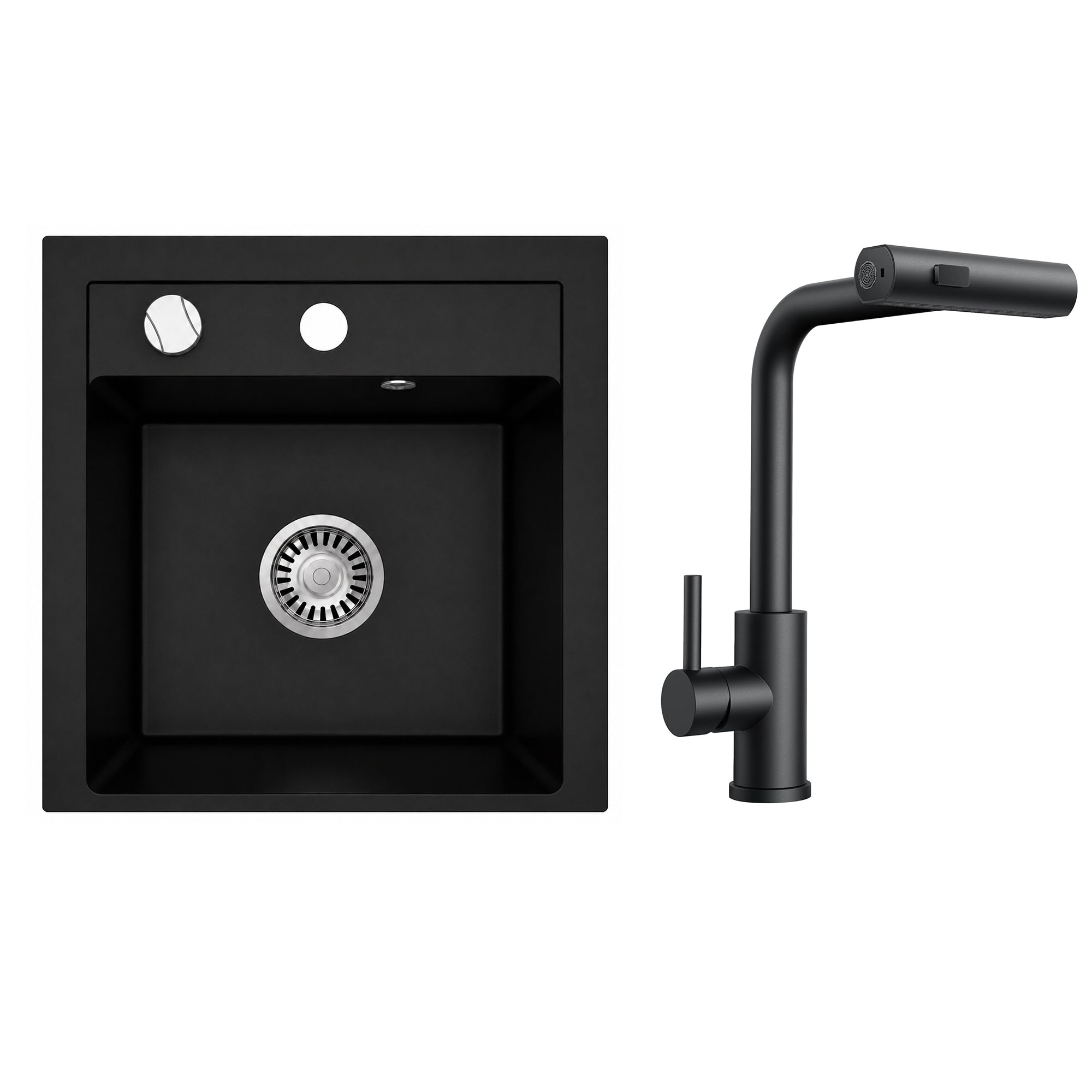 Faizee Home Granitspüle Milano 52 × 49 cm mit wählbarer Armatur