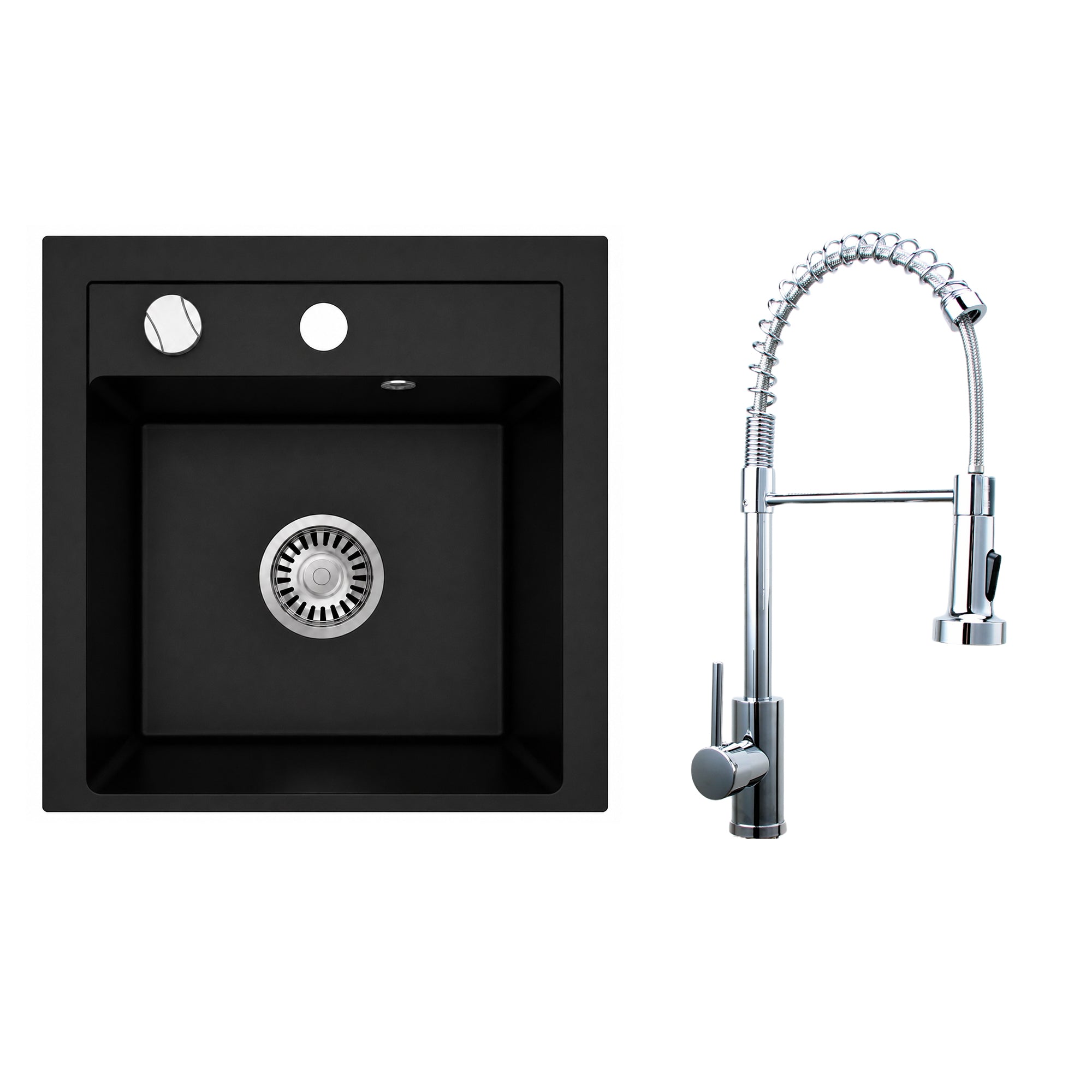 Faizee Home Granitspüle Milano 52 × 49 cm mit wählbarer Armatur