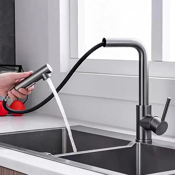 SIDE Küchenarmatur ausziehbar – 360° drehbare Messingarmatur mit Keramikkopf