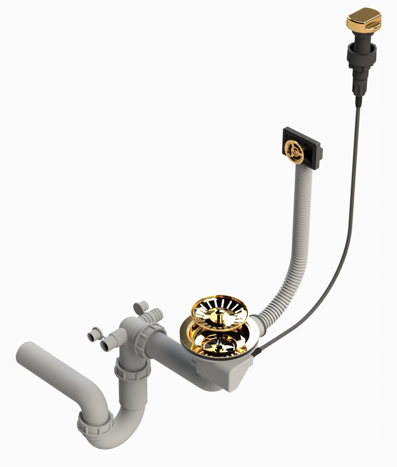 Faizee Home Granitspüle Napoli 100 × 50 cm – Gold-Siphon & Armatur wählbar