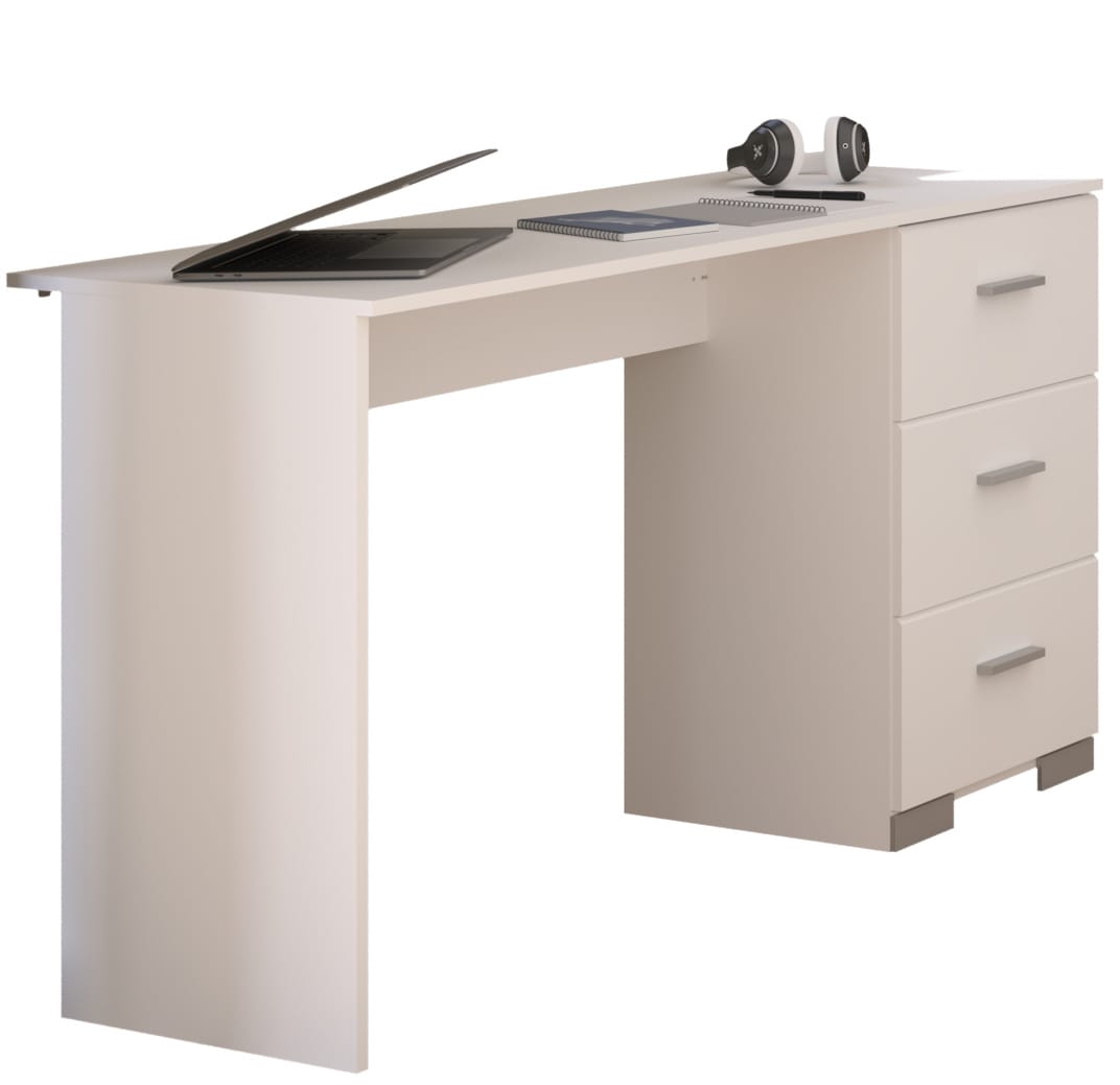 Parisot Sleep 44 Jugendzimmer Set 5-teilig – Stauraumbett 90x200, Schreibtisch mit 3 Schubladen & Kommode mit 4 Schubladen – Weiß