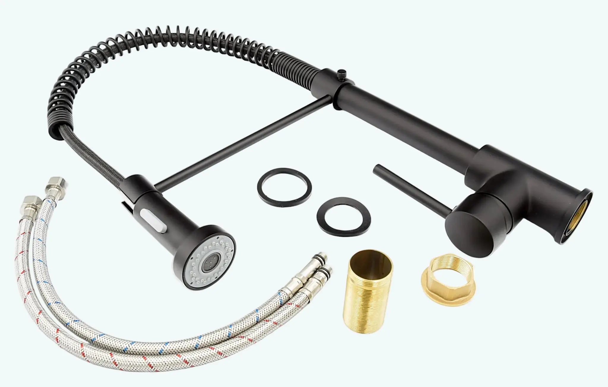 Spiral Küchenarmatur Schwarz, Gold oder Silber – Profi-Armatur mit Ausziehbrause, 360° Drehung & Messingkörper