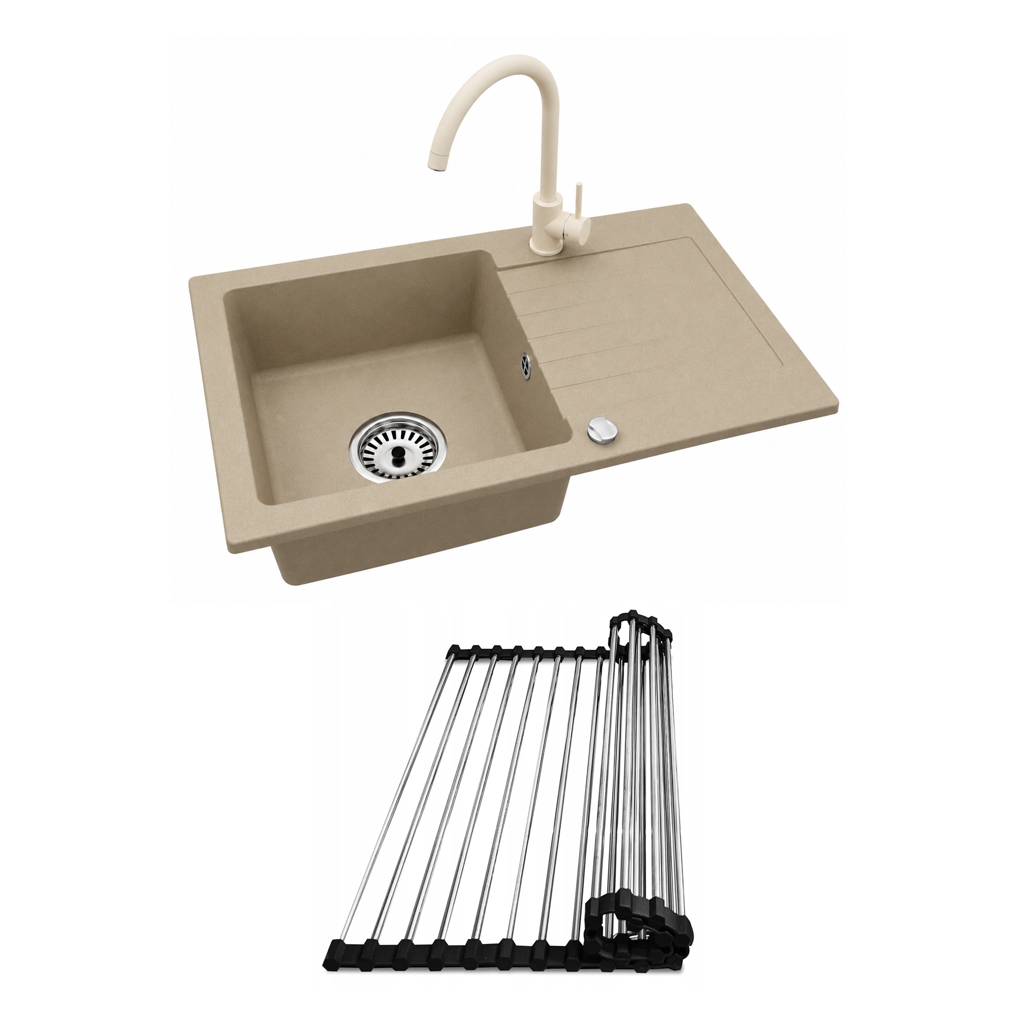 Faizee Home Alisha Granitspüle Set mit passender Armatur & Zubehör-Auswahl