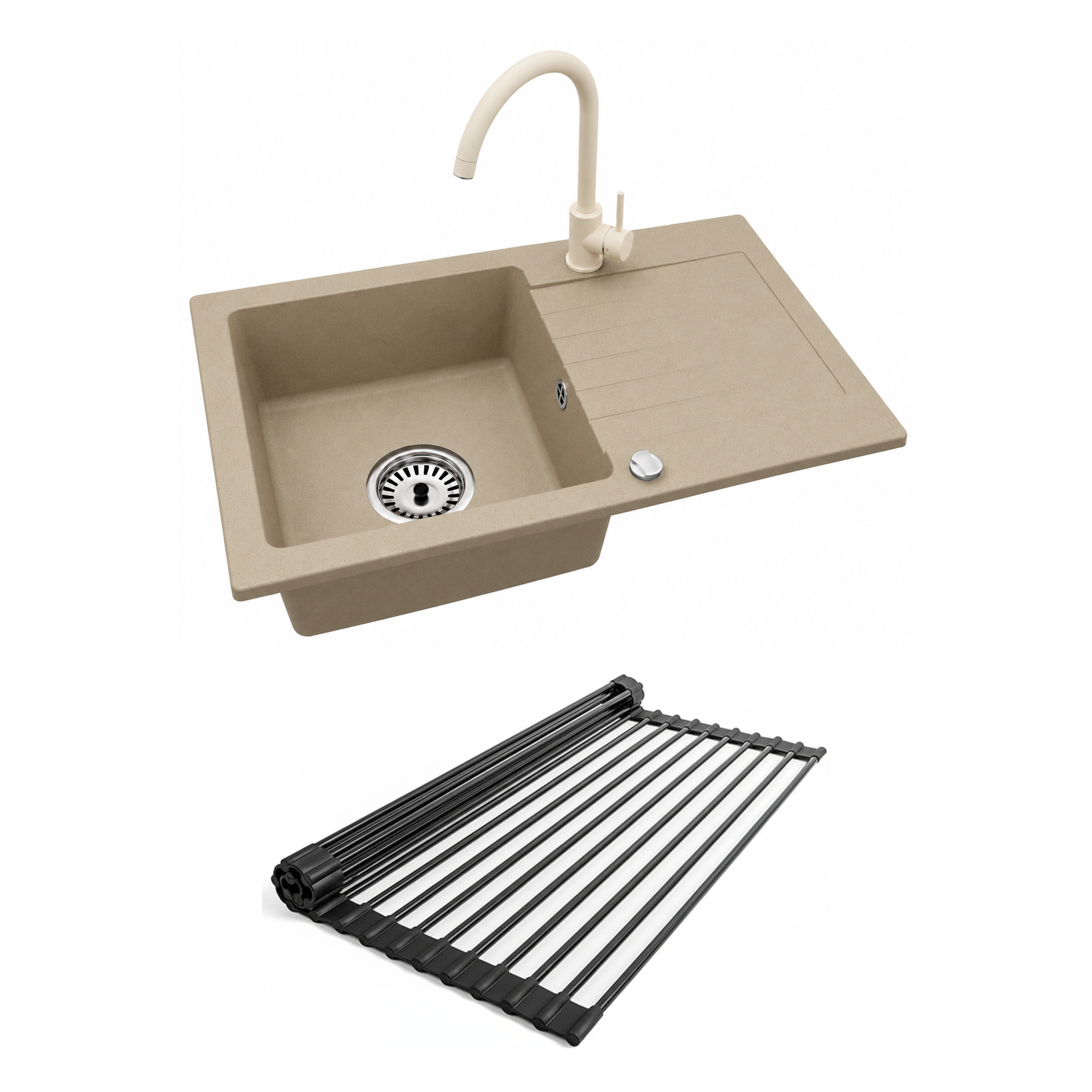 Faizee Home Alisha Granitspüle Set mit passender Armatur & Zubehör-Auswahl