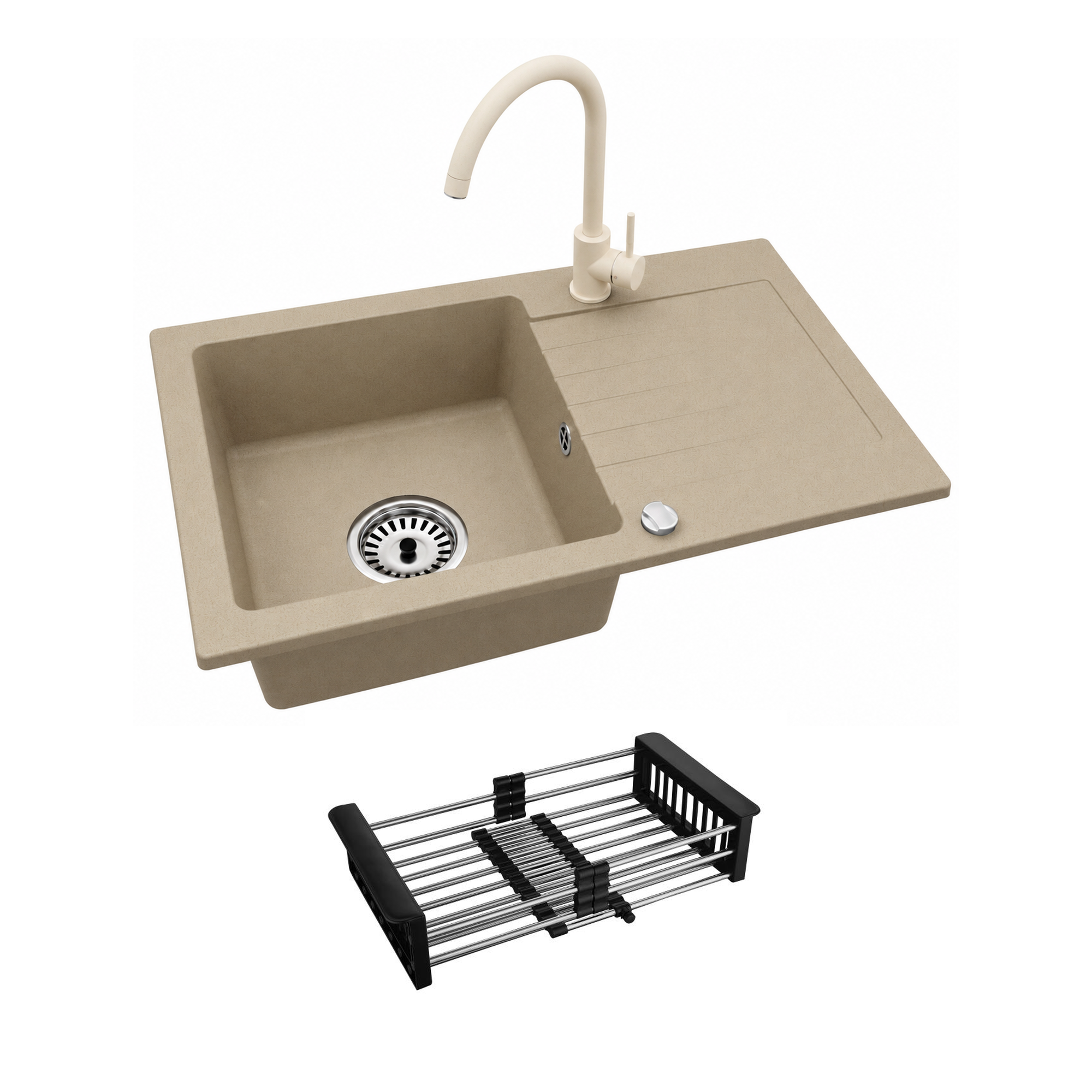 Faizee Home Alisha Granitspüle Set mit passender Armatur & Zubehör-Auswahl