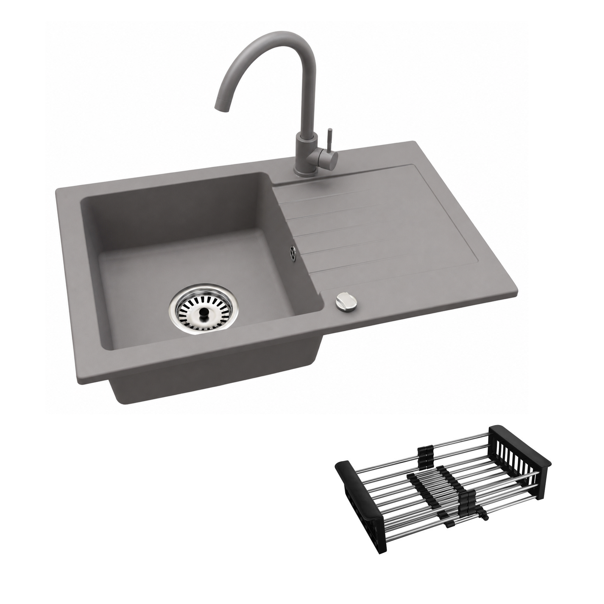 Faizee Home Alisha Granitspüle Set mit passender Armatur & Zubehör-Auswahl