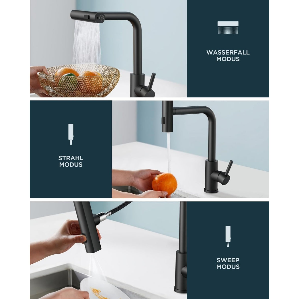 Granitspüle 100x50 cm – 1,5 Becken mit Abtropffläche beidseitig montierbar, inkl. Armatur & Siphon-Set