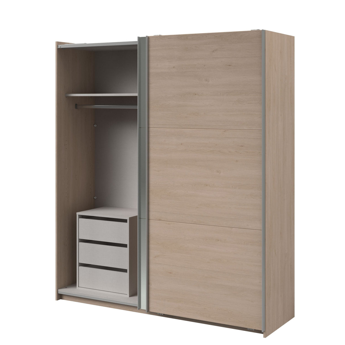 Swing 18 Schiebetürenschrank 178 cm Eiche mit Spiegel & Schubkästen