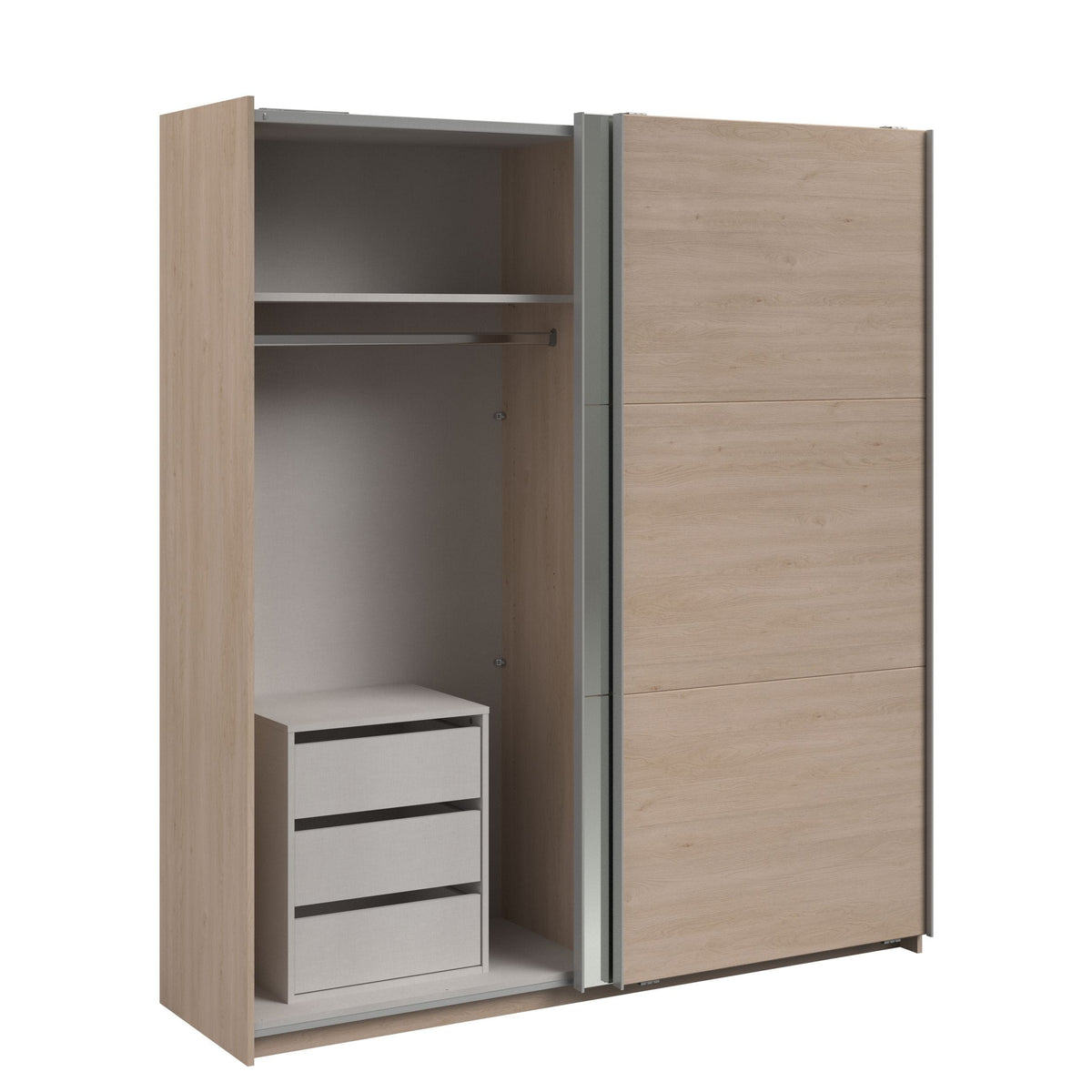 Swing 18 Schiebetürenschrank 178 cm Eiche mit Spiegel & Schubkästen