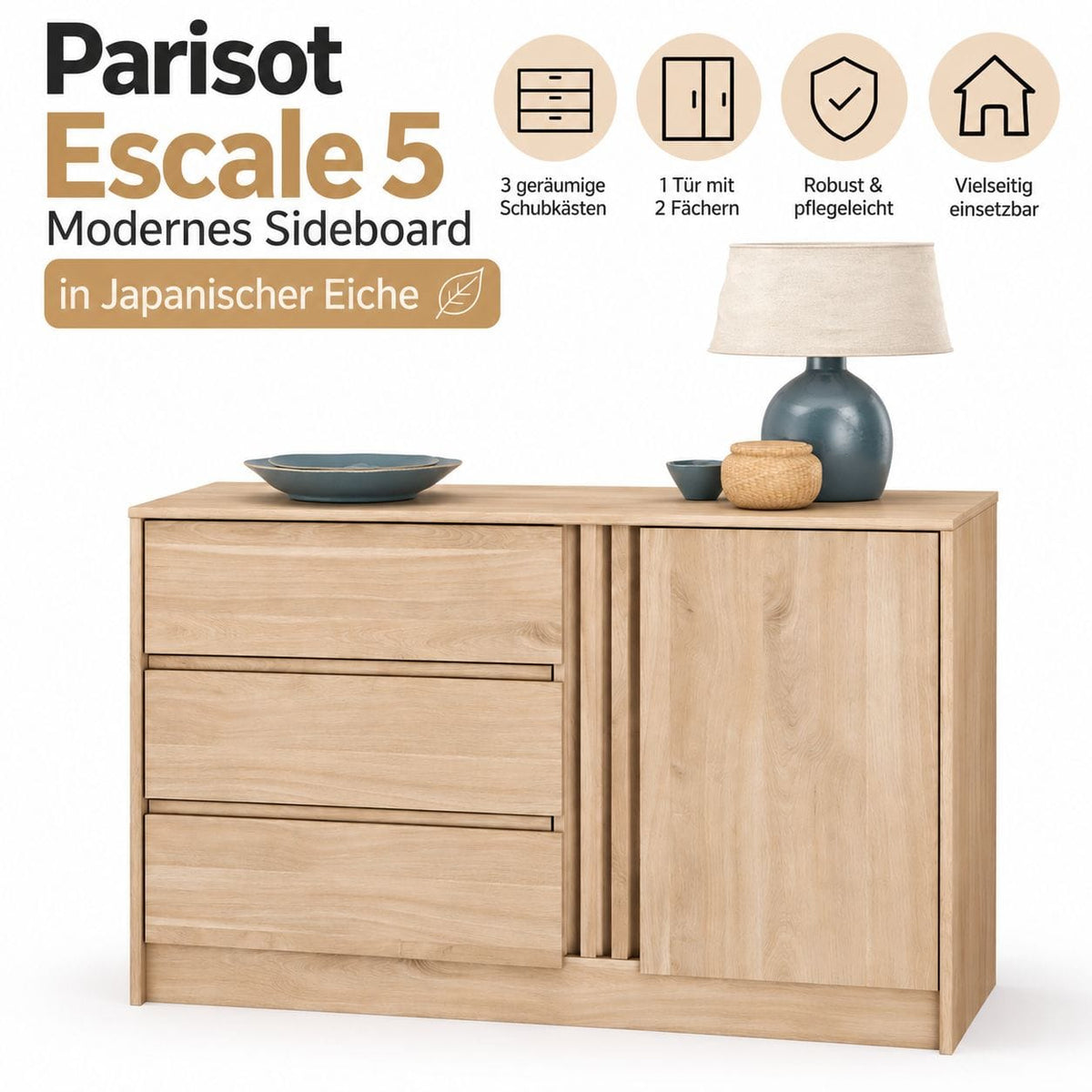 Parisot Escale 5 – Modernes Sideboard in Japanischer Eiche