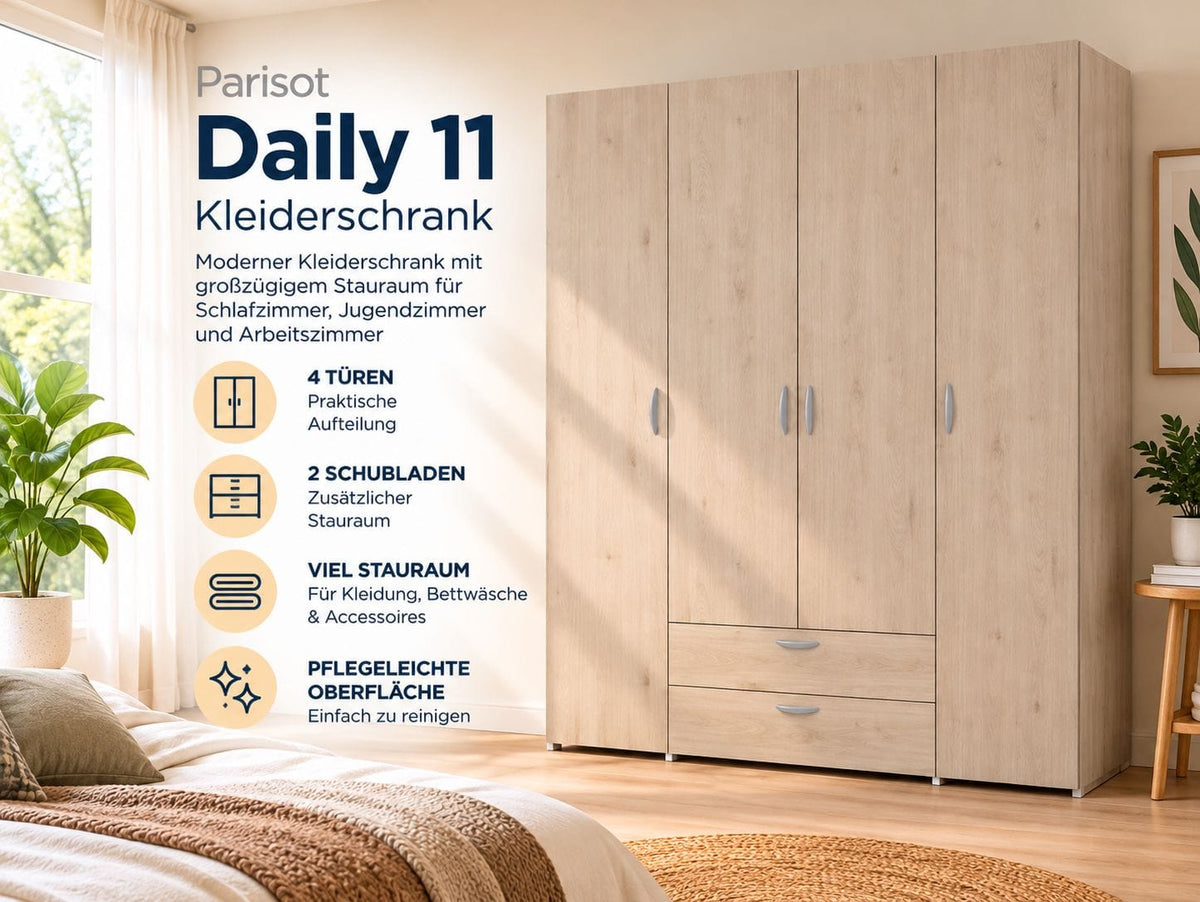 Parisot Daily 11 Kleiderschrank 160 cm Jackson Eiche