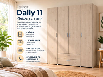 Parisot Daily 11 Kleiderschrank 160 cm Jackson Eiche