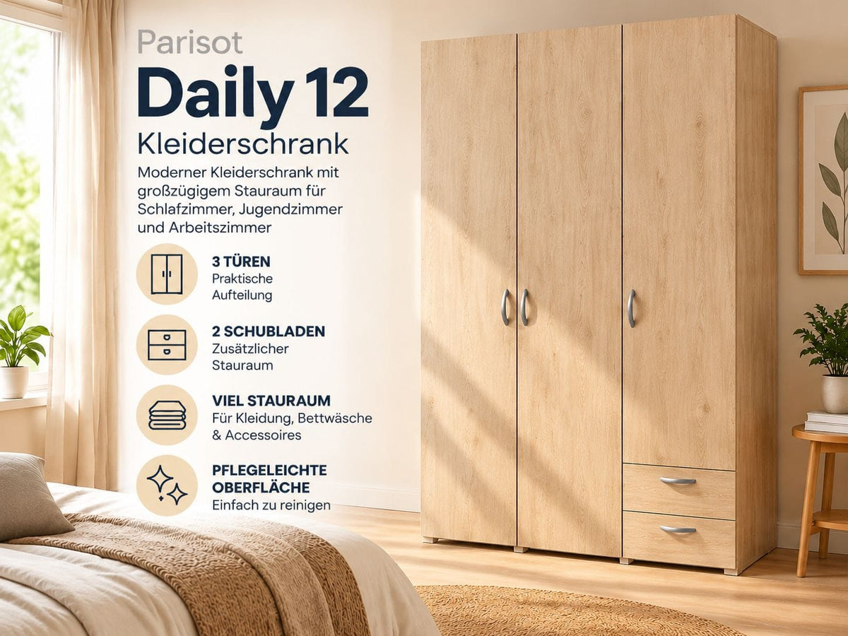 Parisot Daily 12 Kleiderschrank 120 cm Jackson Eiche