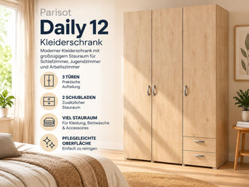Parisot Daily 12 Kleiderschrank 120 cm Jackson Eiche