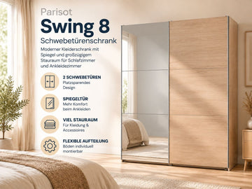 Parisot Swing 8 Kleiderschrank 178 cm Eiche Jackson mit Spiegel