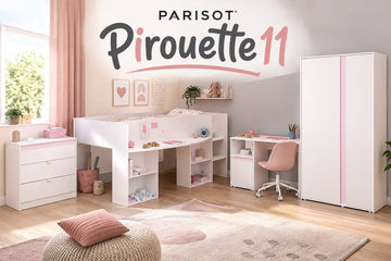 Parisot Pirouette 11 Hochbett Weiß/Grau oder Rosa 90x200 cm