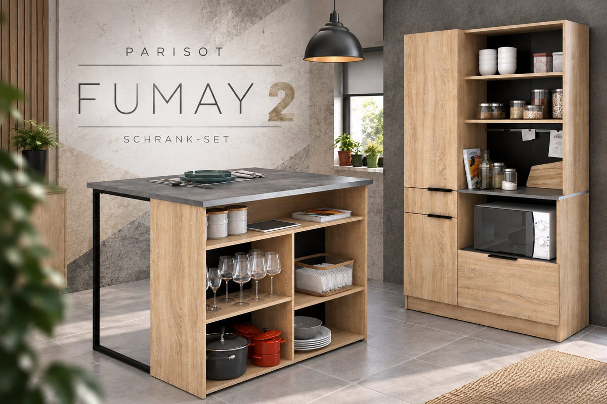 Parisot Fumay 2 Schrank-Set, 2-teilig, Eiche Betonoptik
