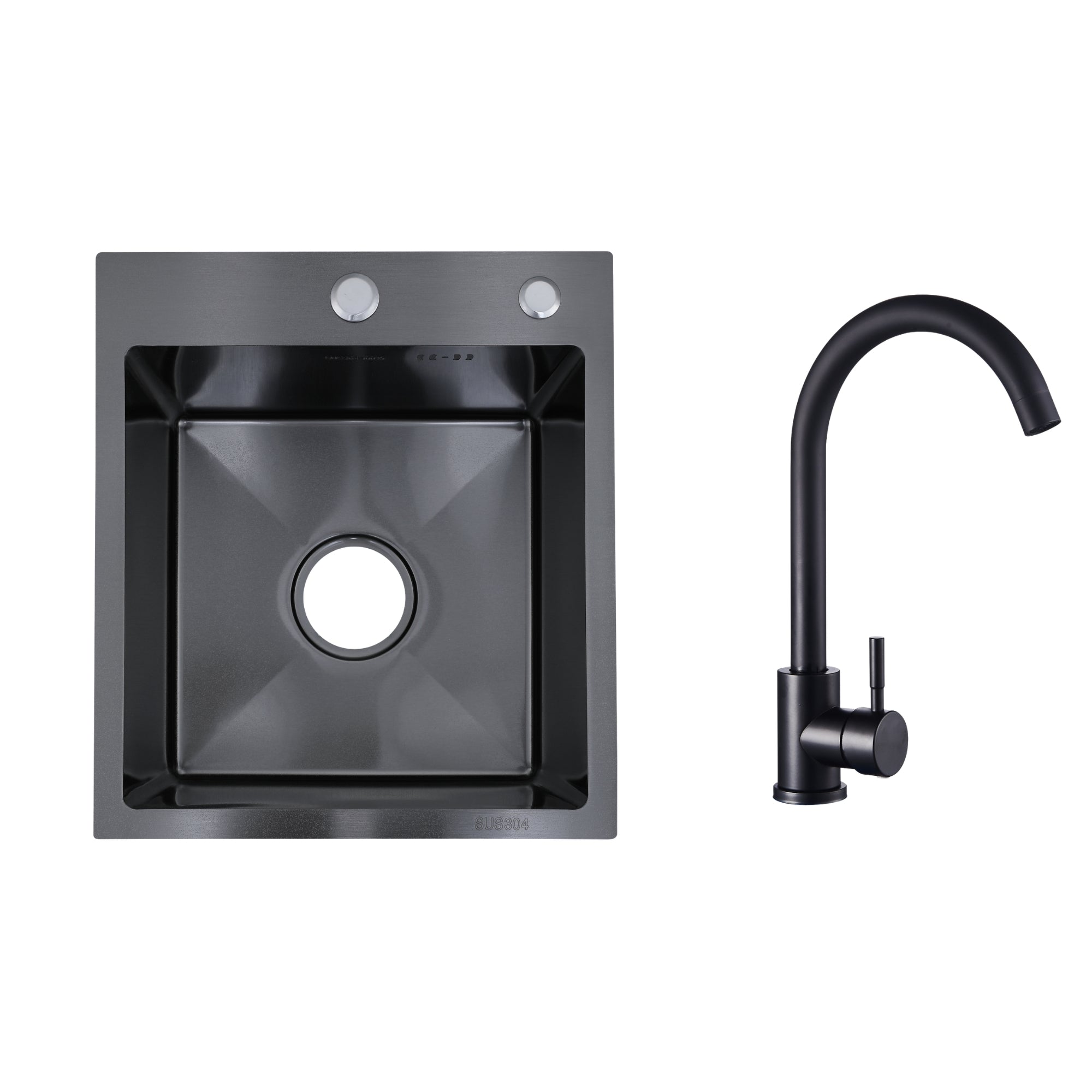 Faizee Home Edelstahlspüle Schwarz SUS304 mit Armatur Auswahl