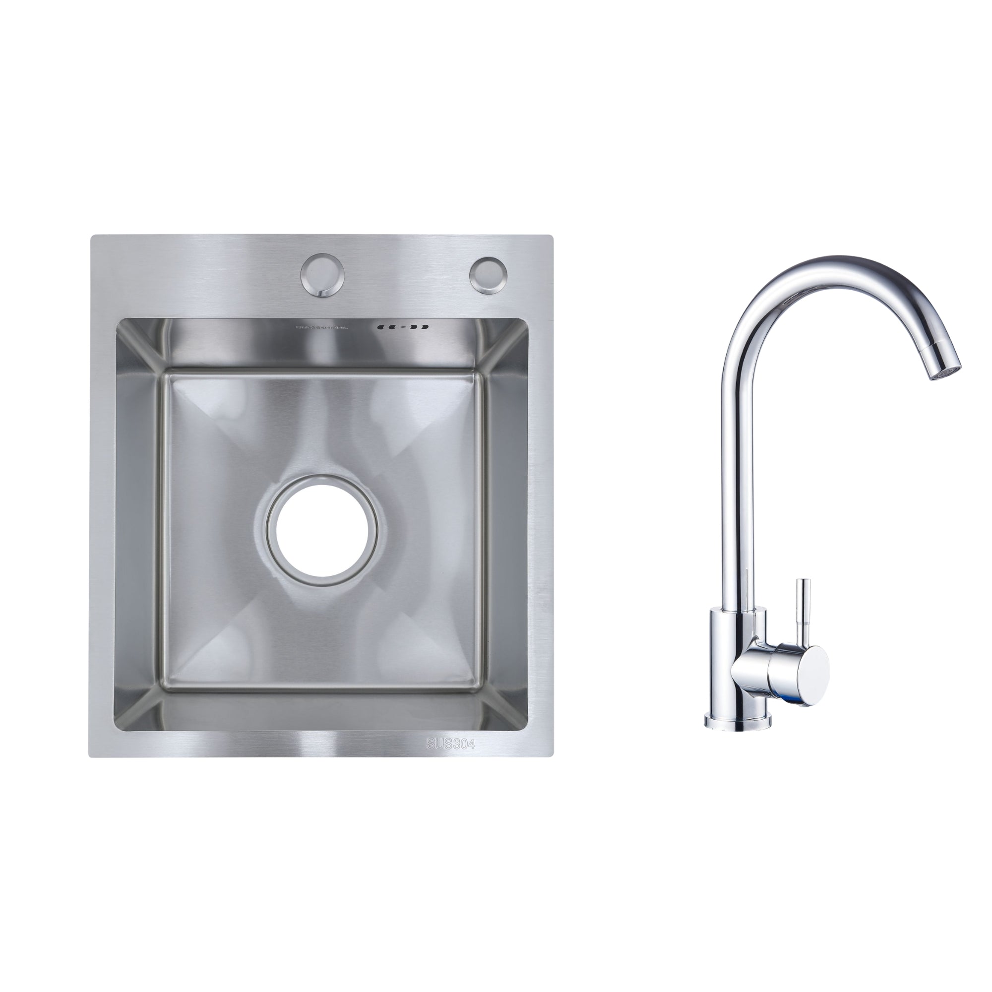 Faizee Home Future Serie Edelstahlspüle Silber mit Spülkorb, Seifenspender & Armaturenauswahl