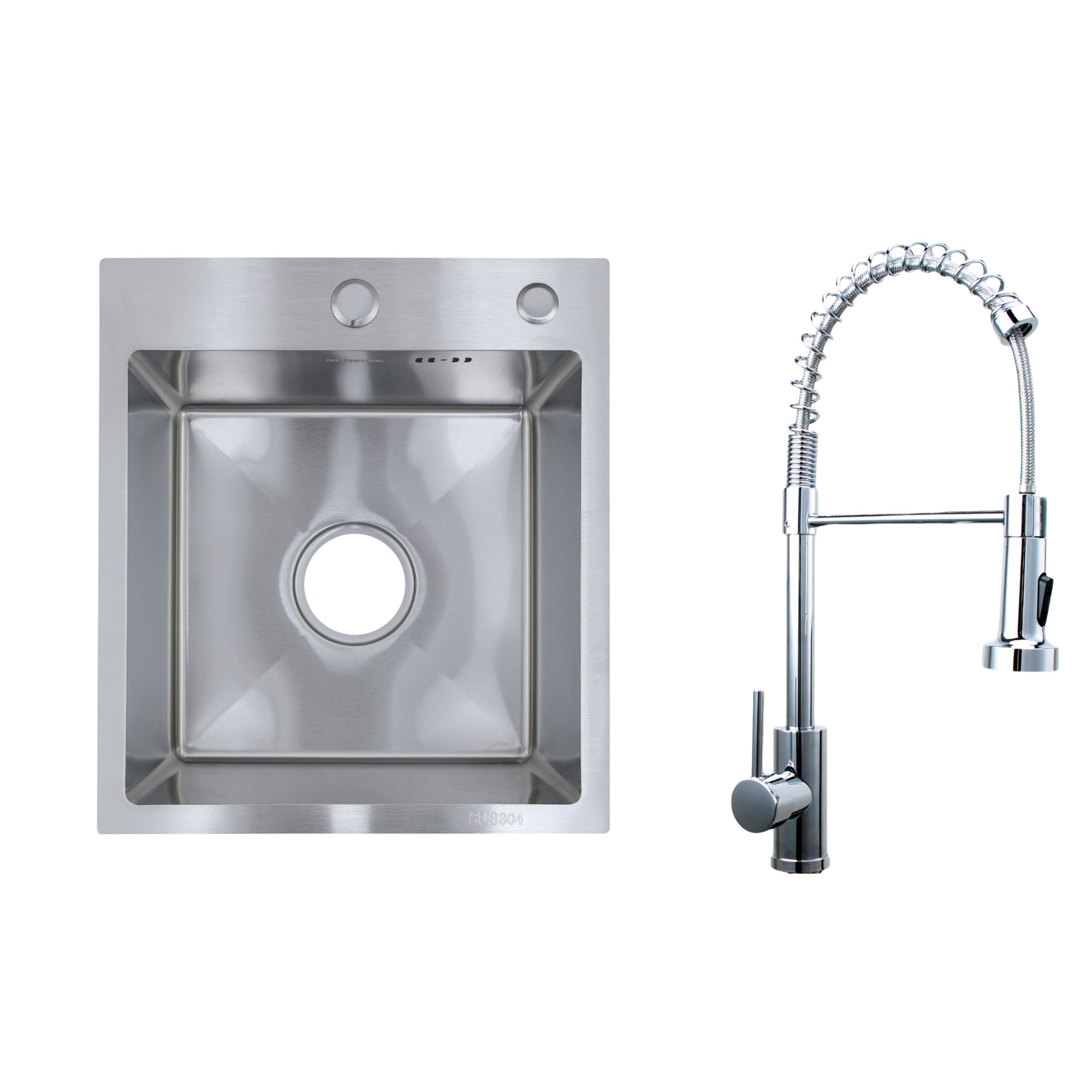 Faizee Home Future Serie Edelstahlspüle Silber mit Spülkorb, Seifenspender & Armaturenauswahl