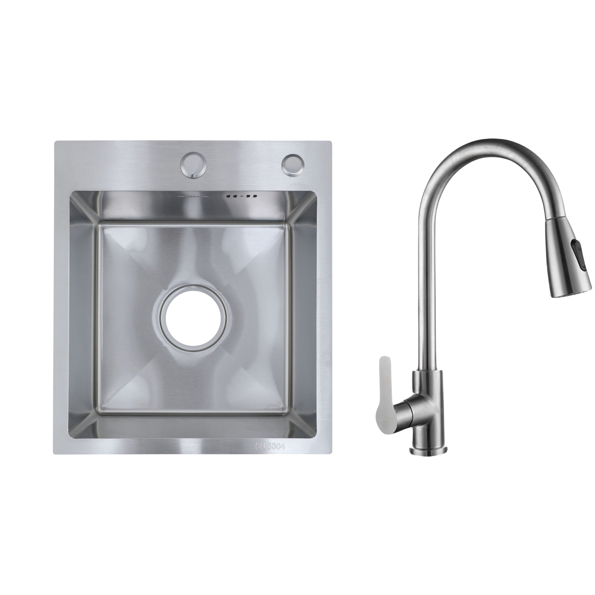 Faizee Home Future Serie Edelstahlspüle Silber mit Spülkorb, Seifenspender & Armaturenauswahl