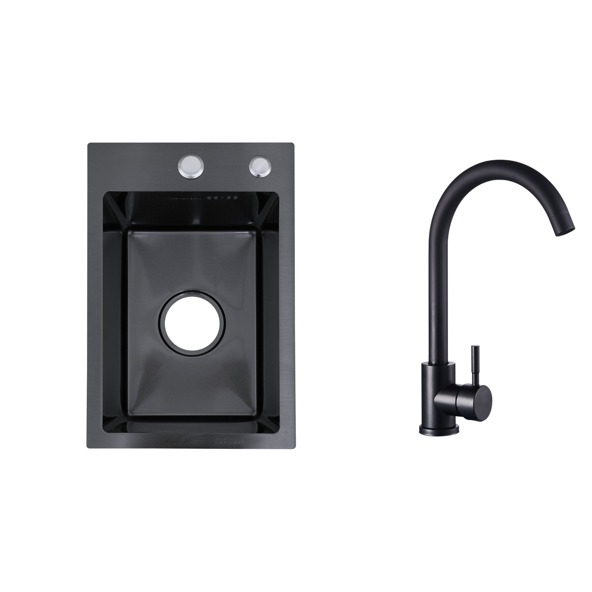 Faizee Home Edelstahlspüle Schwarz SUS304 mit Armatur Auswahl