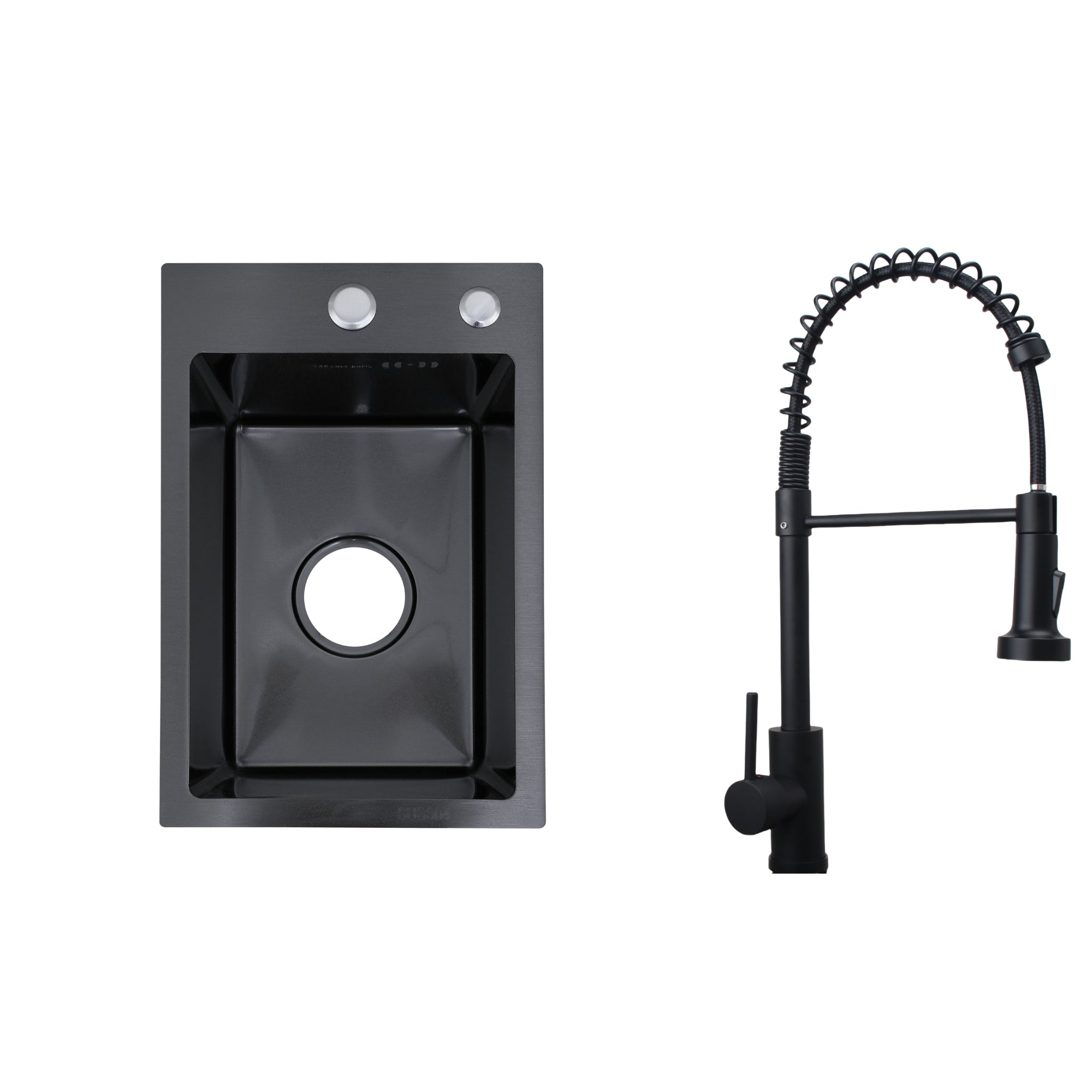 Faizee Home Edelstahlspüle Schwarz SUS304 mit Armatur Auswahl