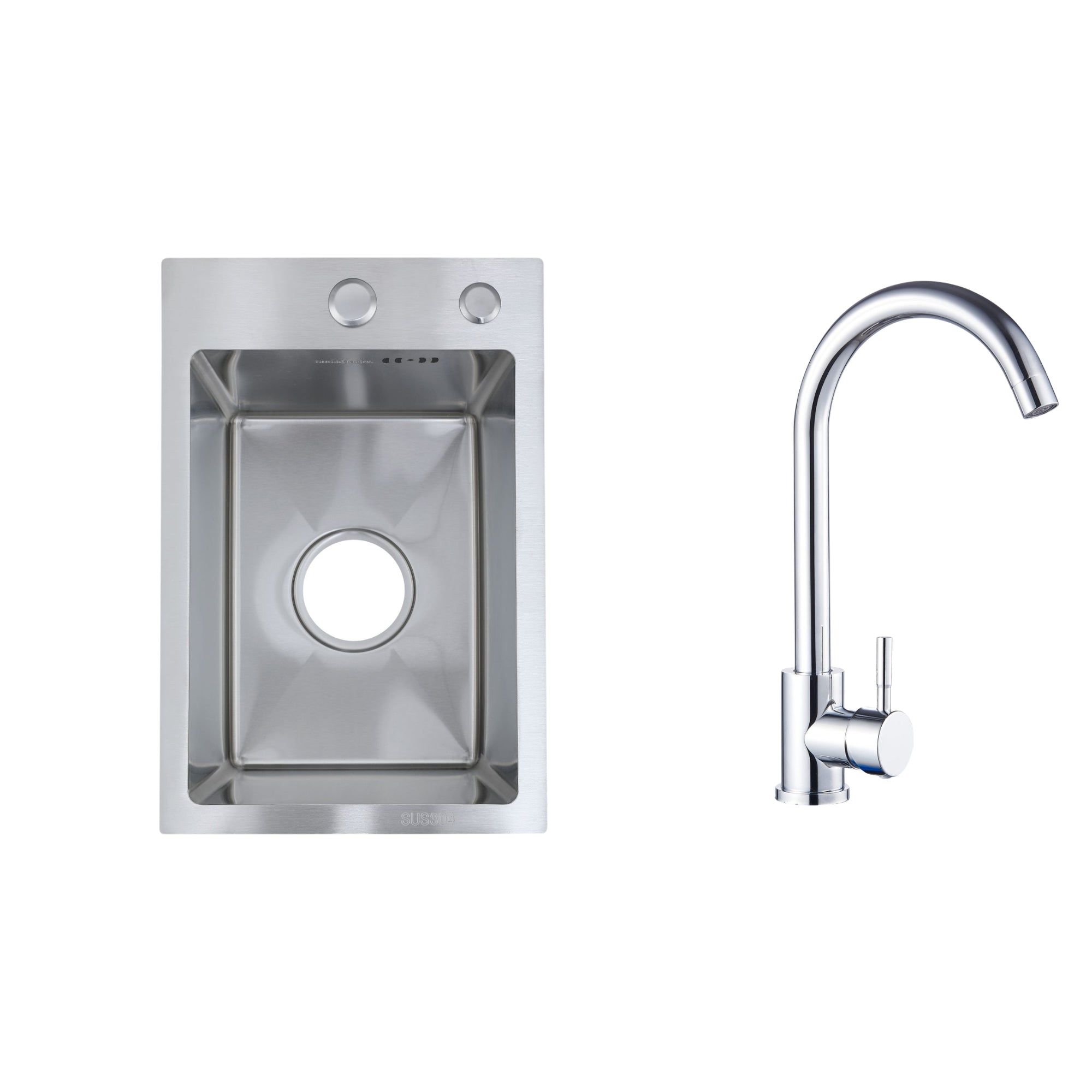 Faizee Home Future Serie Edelstahlspüle Silber mit Spülkorb, Seifenspender & Armaturenauswahl