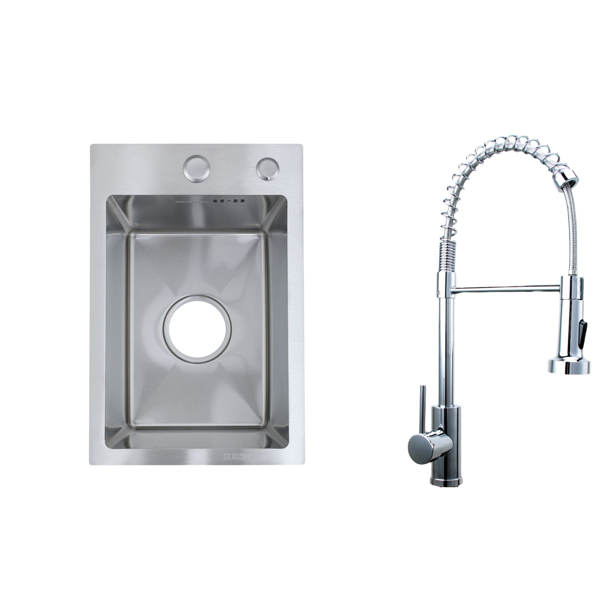 Faizee Home Future Serie Edelstahlspüle Silber mit Spülkorb, Seifenspender & Armaturenauswahl