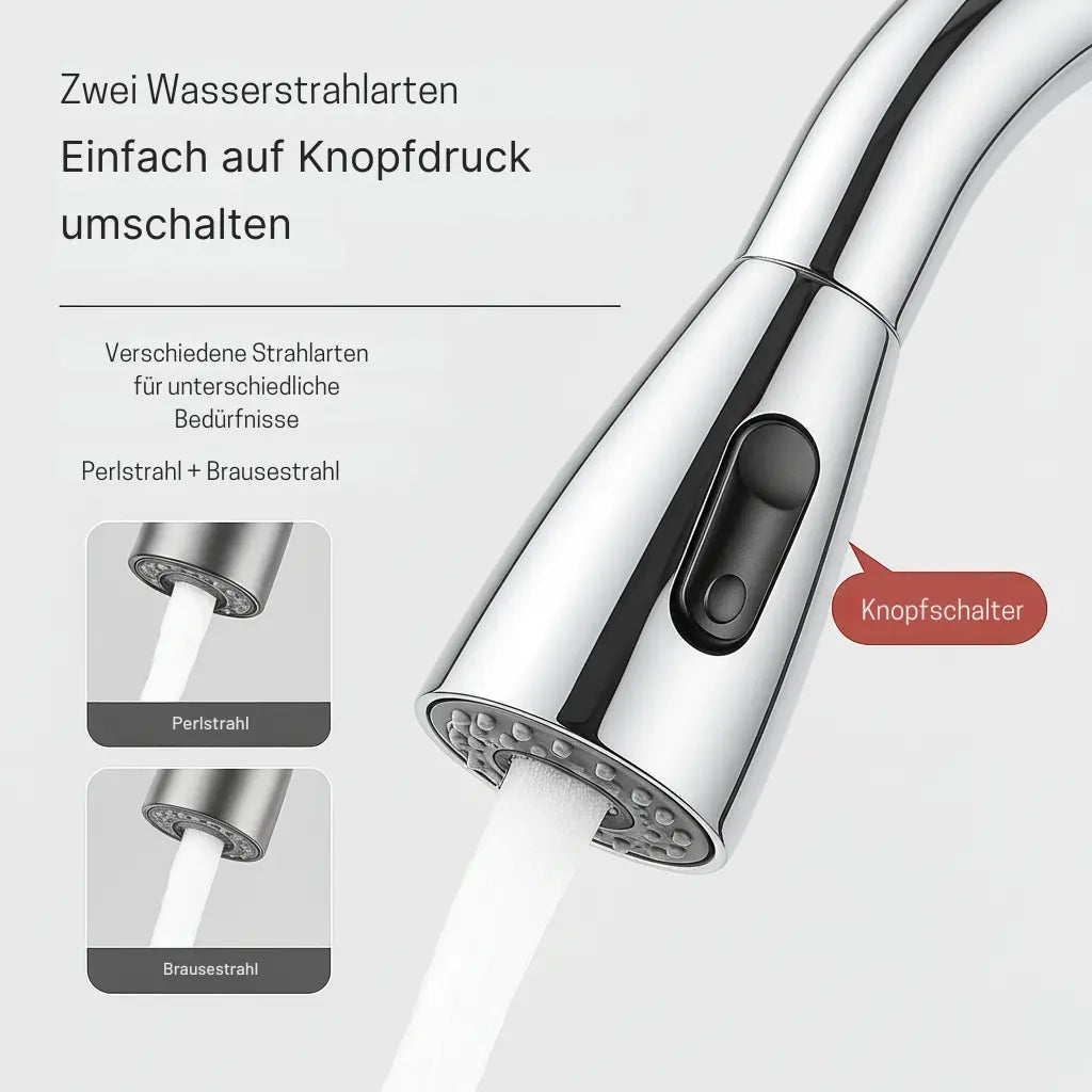 Wave Küchenarmatur – Ausziehbare Armatur mit Brause, 360° Drehbereich & Edelstahl 304