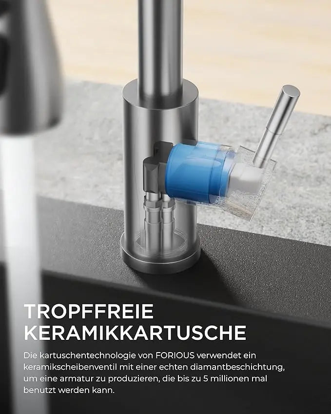 Wave Küchenarmatur – Ausziehbare Armatur mit Brause, 360° Drehbereich & Edelstahl 304