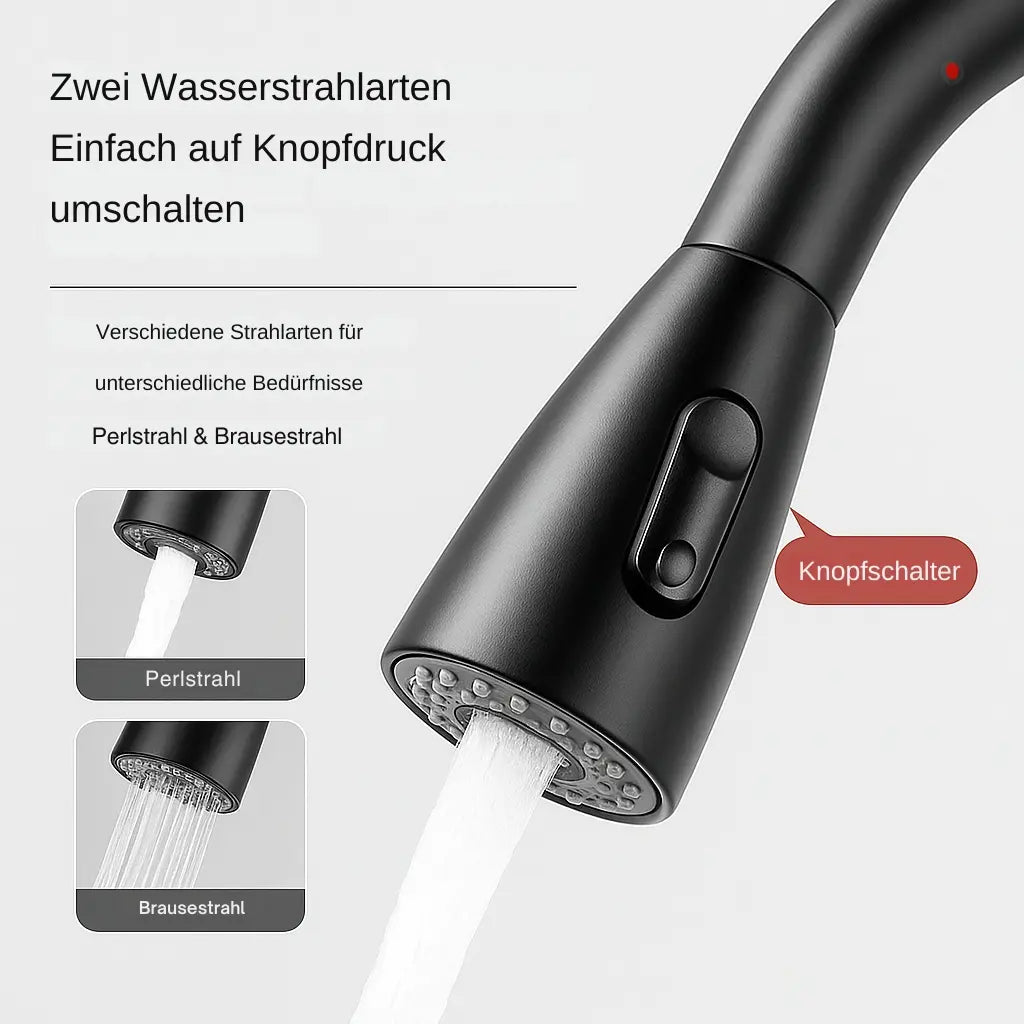 Wave Küchenarmatur – Ausziehbare Armatur mit Brause, 360° Drehbereich & Edelstahl 304