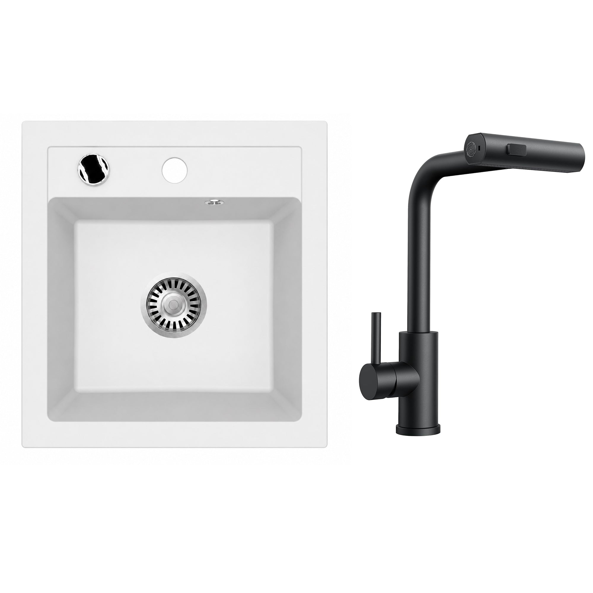 Faizee Home Granitspüle Milano 52 × 49 cm mit wählbarer Armatur
