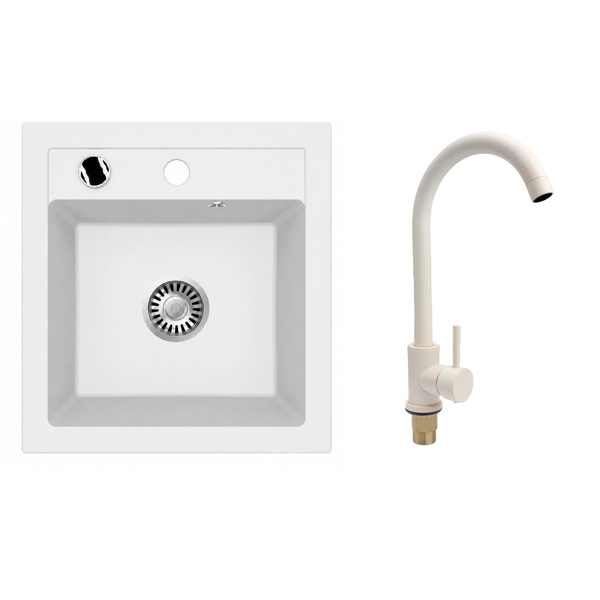 Faizee Home Granitspüle Milano 52 × 49 cm mit wählbarer Armatur