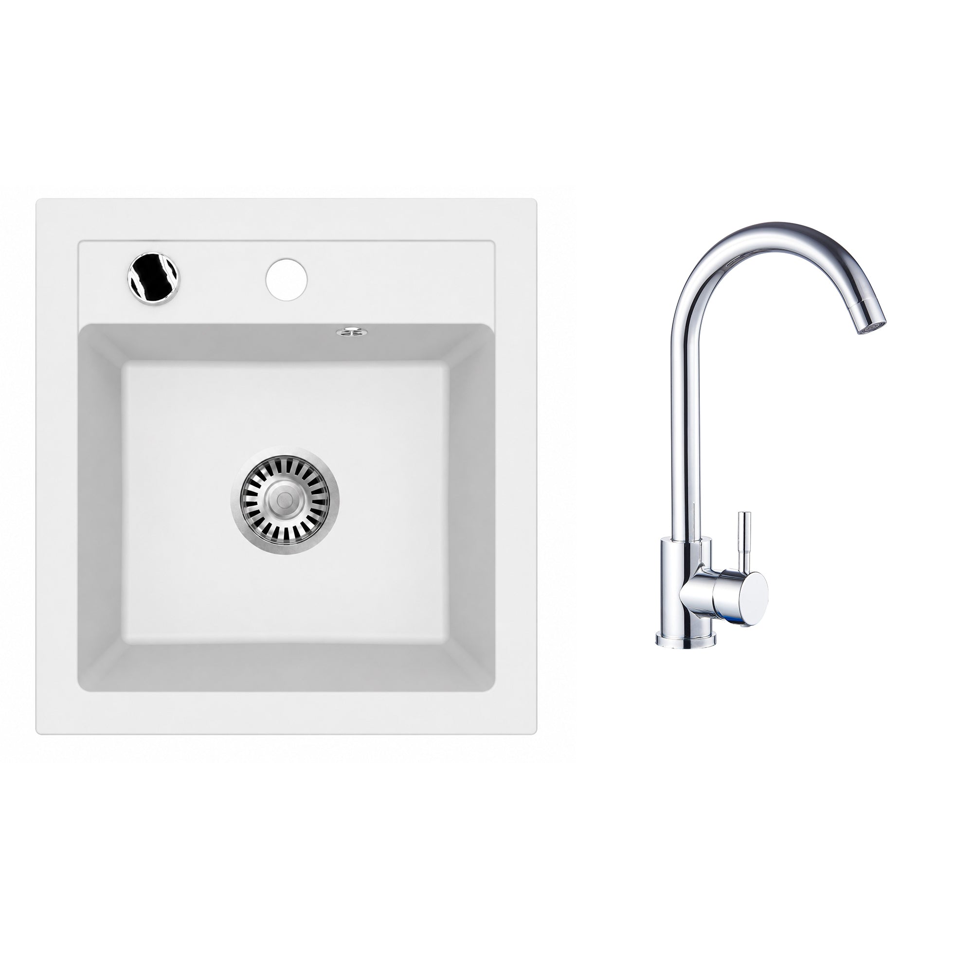 Faizee Home Granitspüle Milano 52 × 49 cm mit wählbarer Armatur