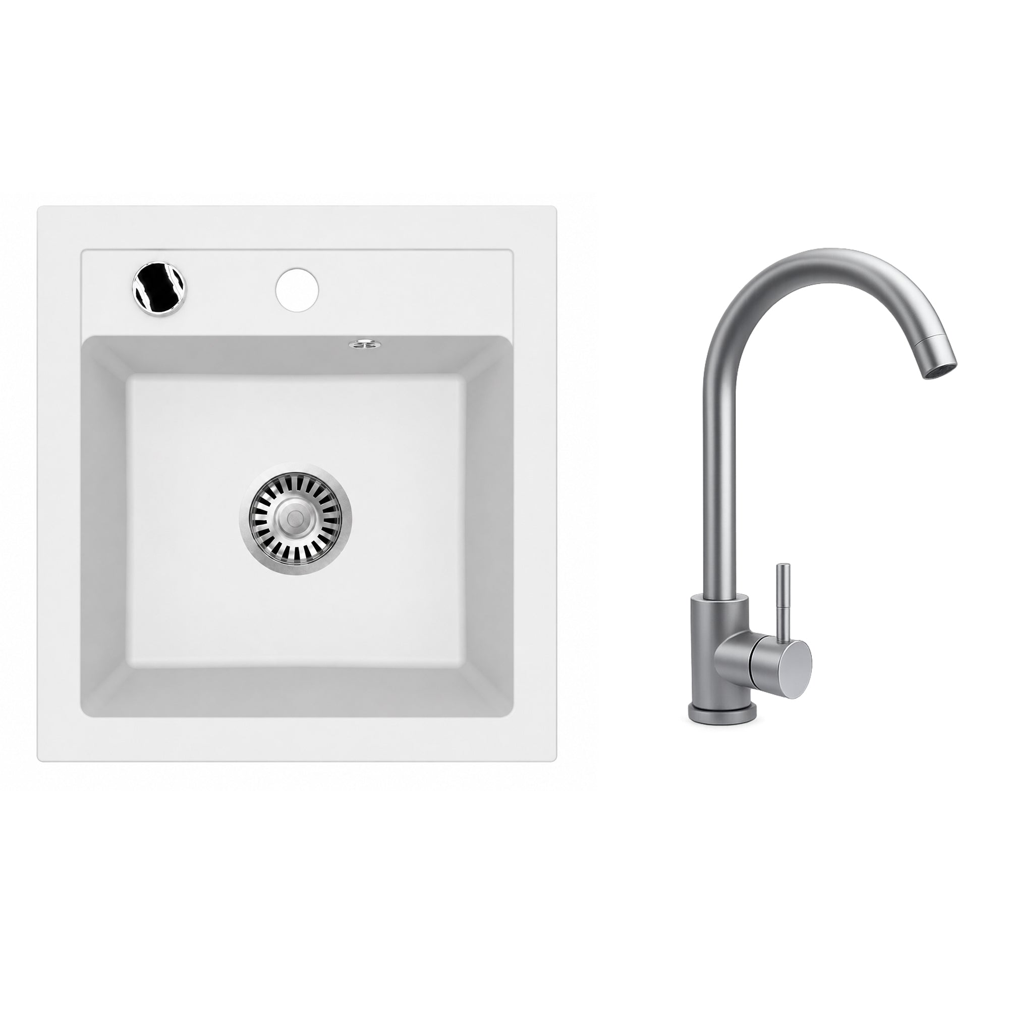 Faizee Home Granitspüle Milano 52 × 49 cm mit wählbarer Armatur