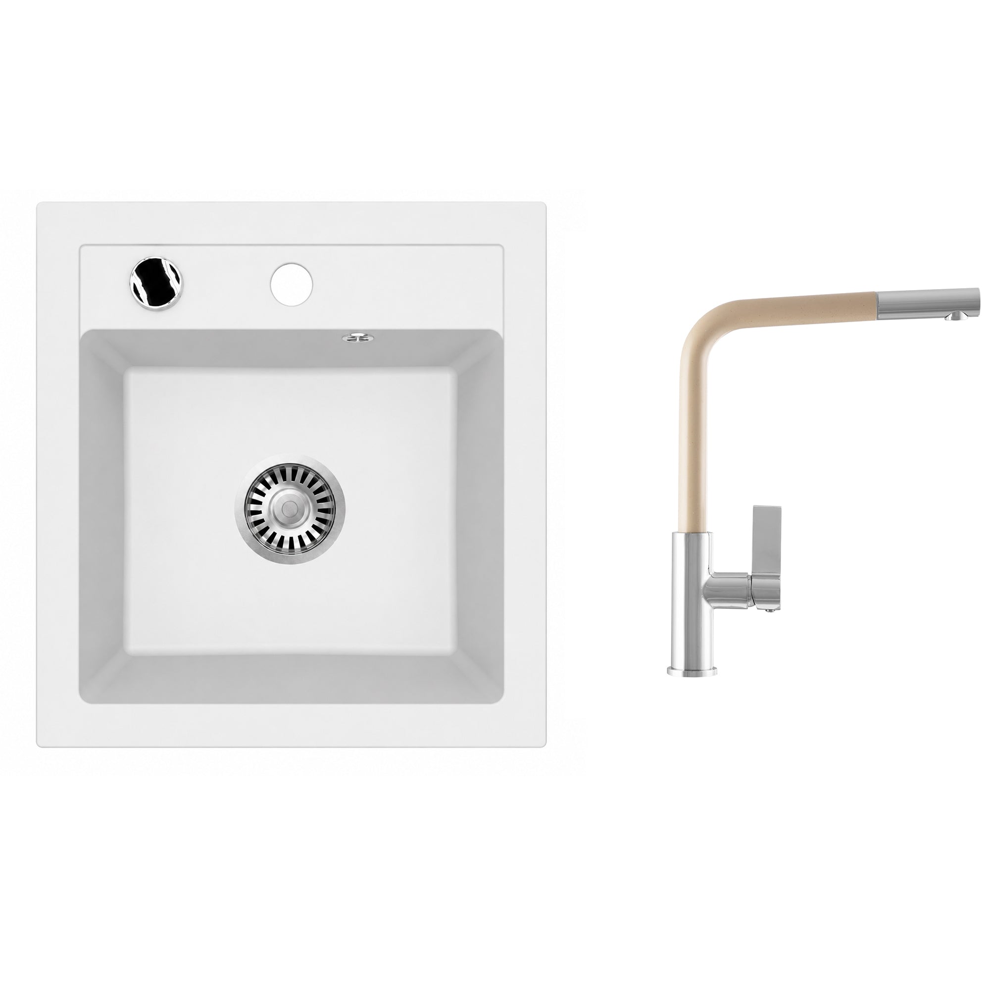 Faizee Home Granitspüle Milano 52 × 49 cm mit wählbarer Armatur