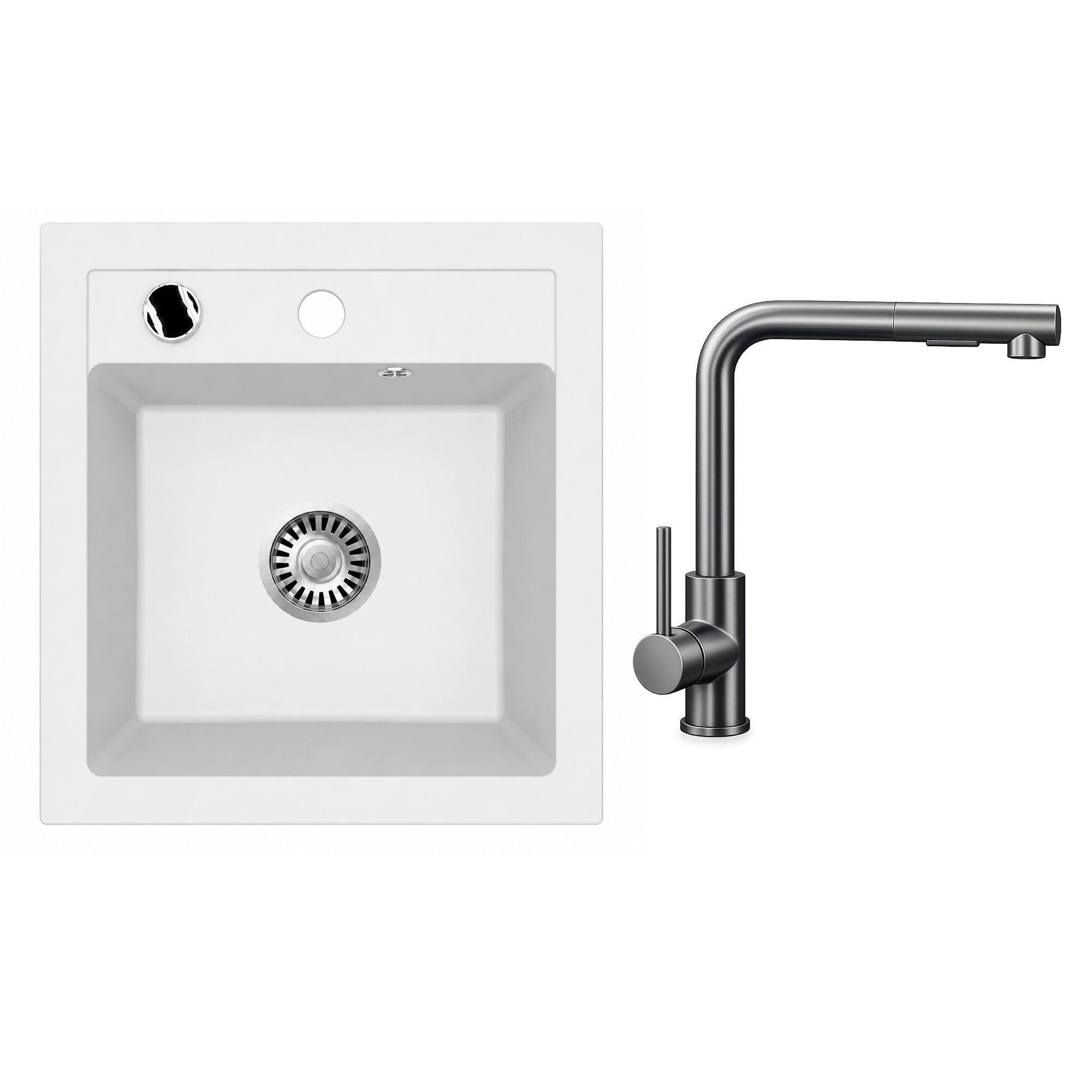 Faizee Home Granitspüle Milano 52 × 49 cm mit wählbarer Armatur