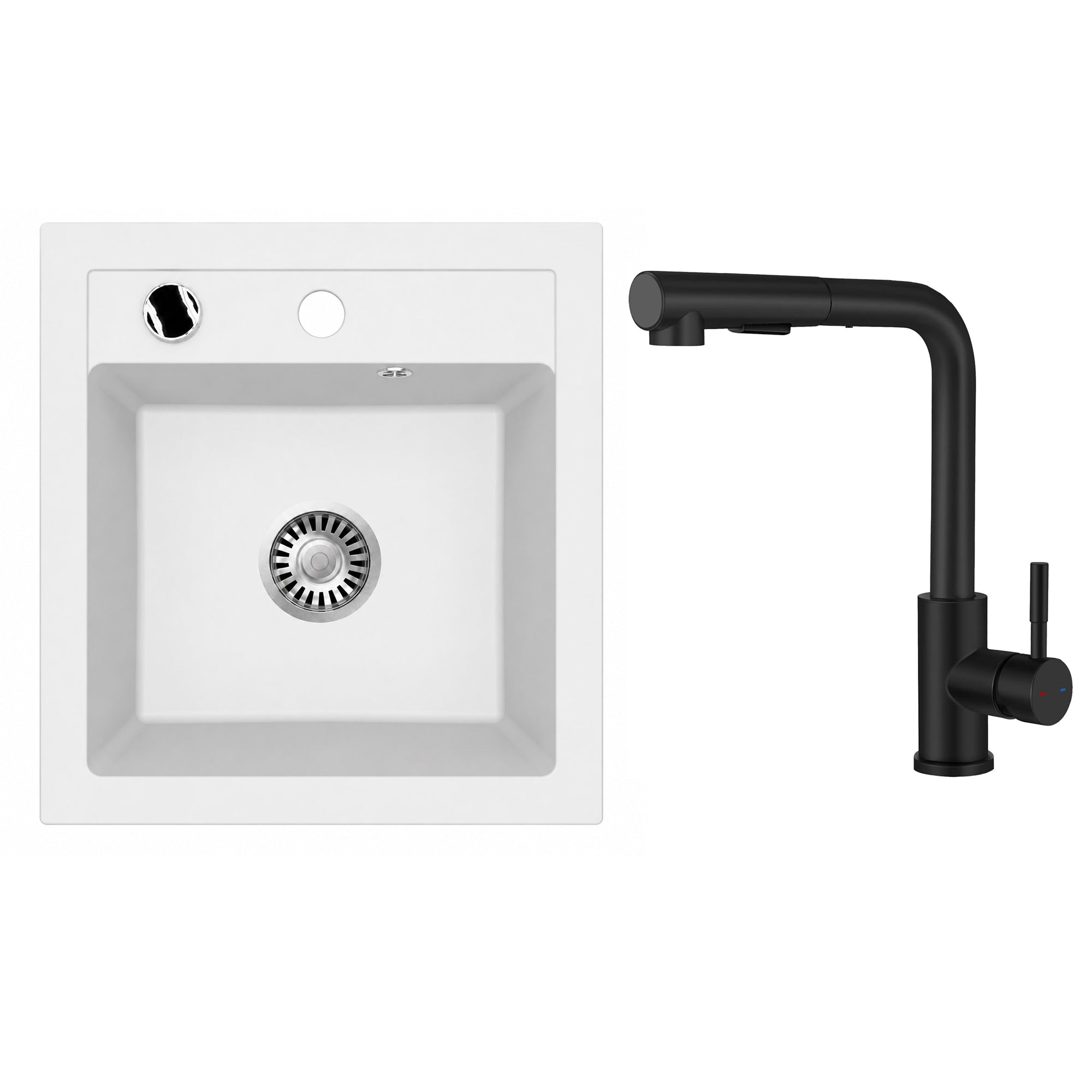 Faizee Home Granitspüle Milano 52 × 49 cm mit wählbarer Armatur
