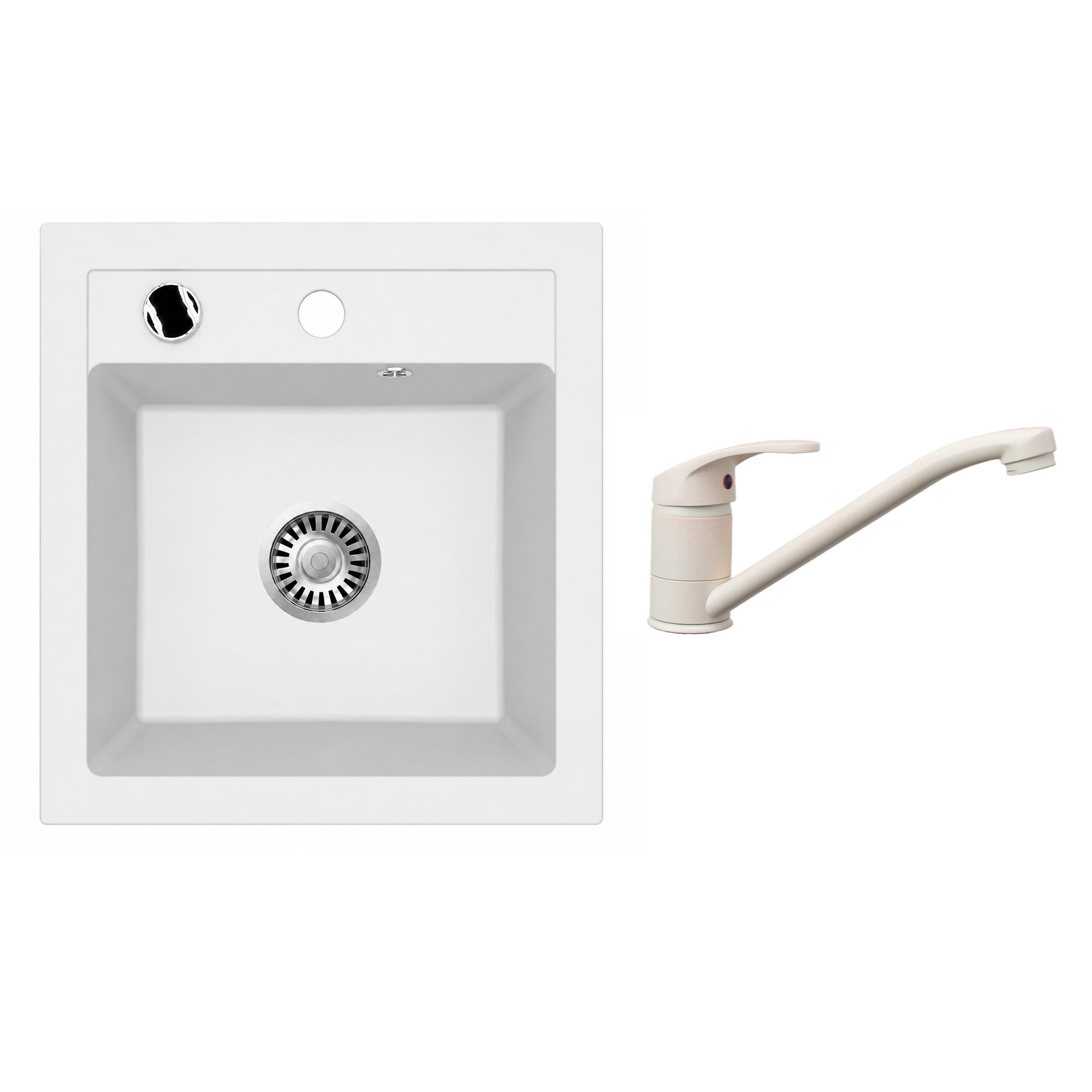 Faizee Home Granitspüle Milano 52 × 49 cm mit wählbarer Armatur