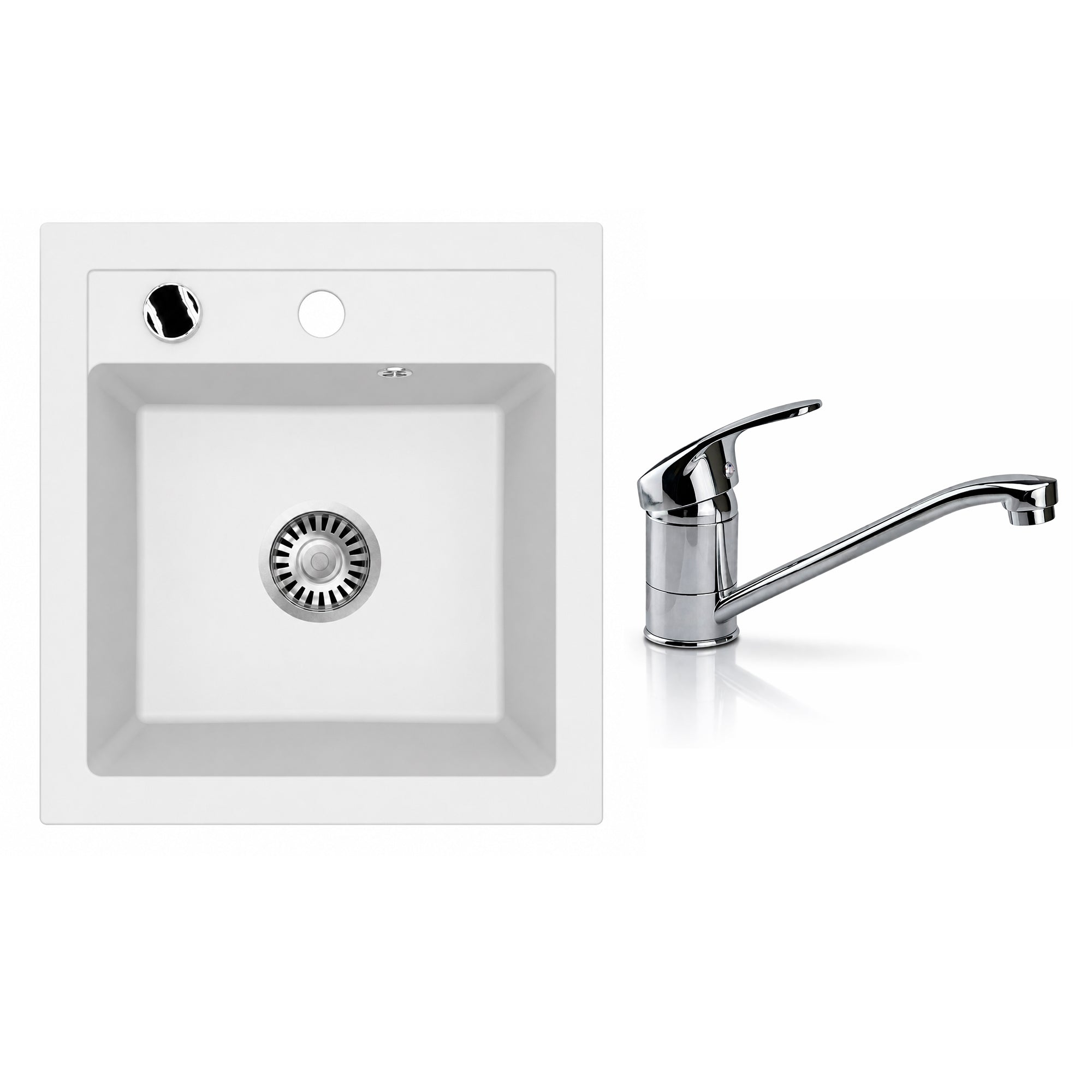 Faizee Home Granitspüle Milano 52 × 49 cm mit wählbarer Armatur