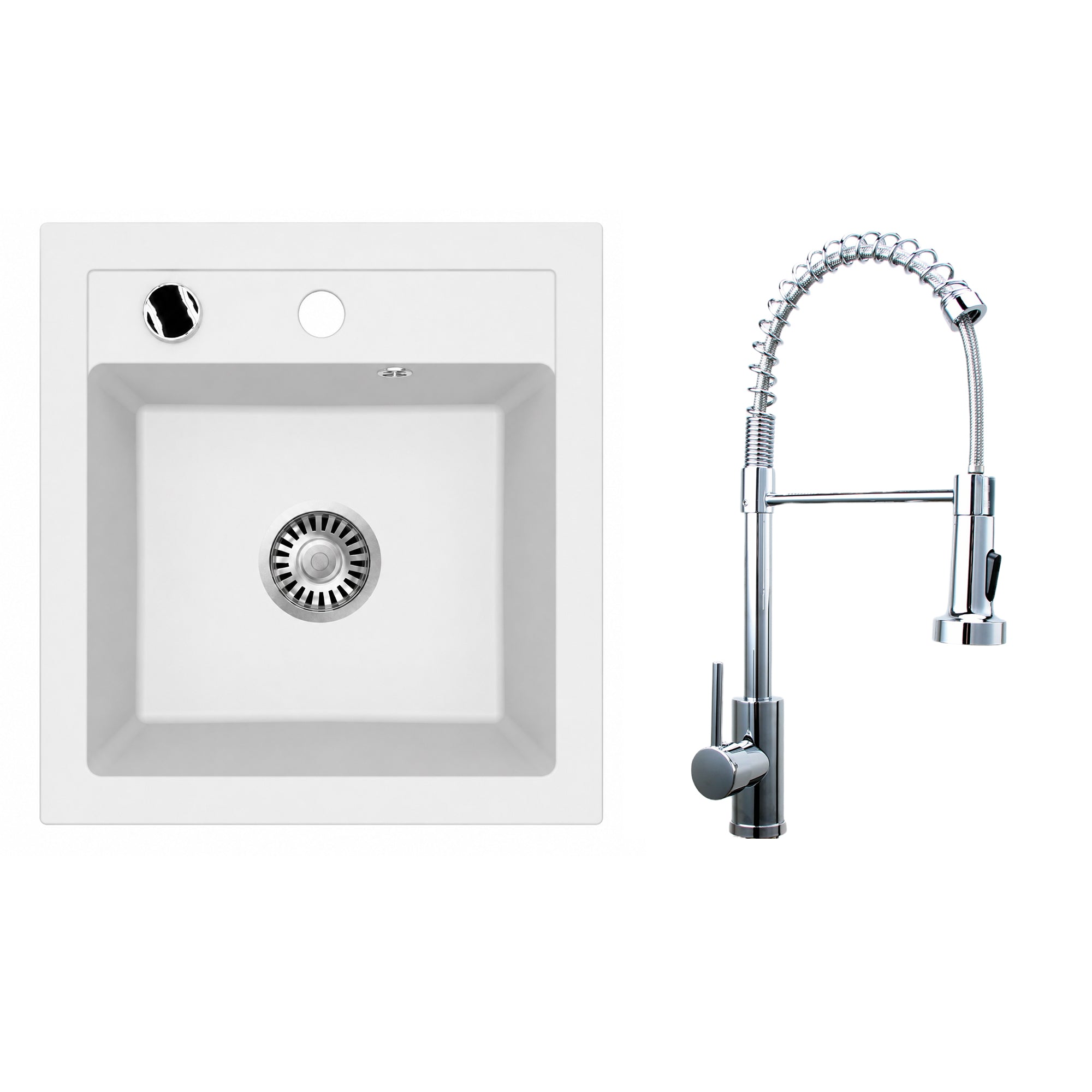 Faizee Home Granitspüle Milano 52 × 49 cm mit wählbarer Armatur