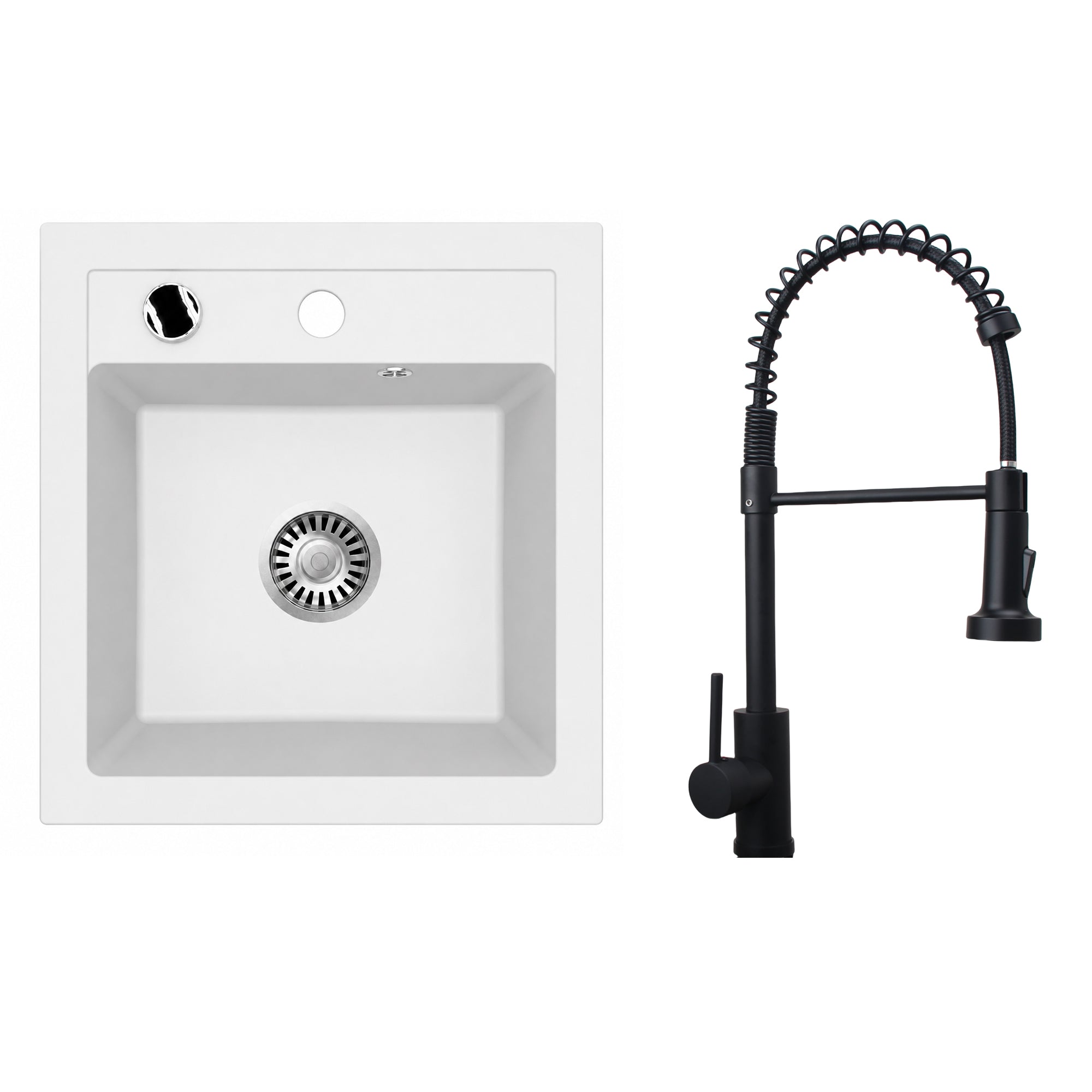 Faizee Home Granitspüle Milano 52 × 49 cm mit wählbarer Armatur