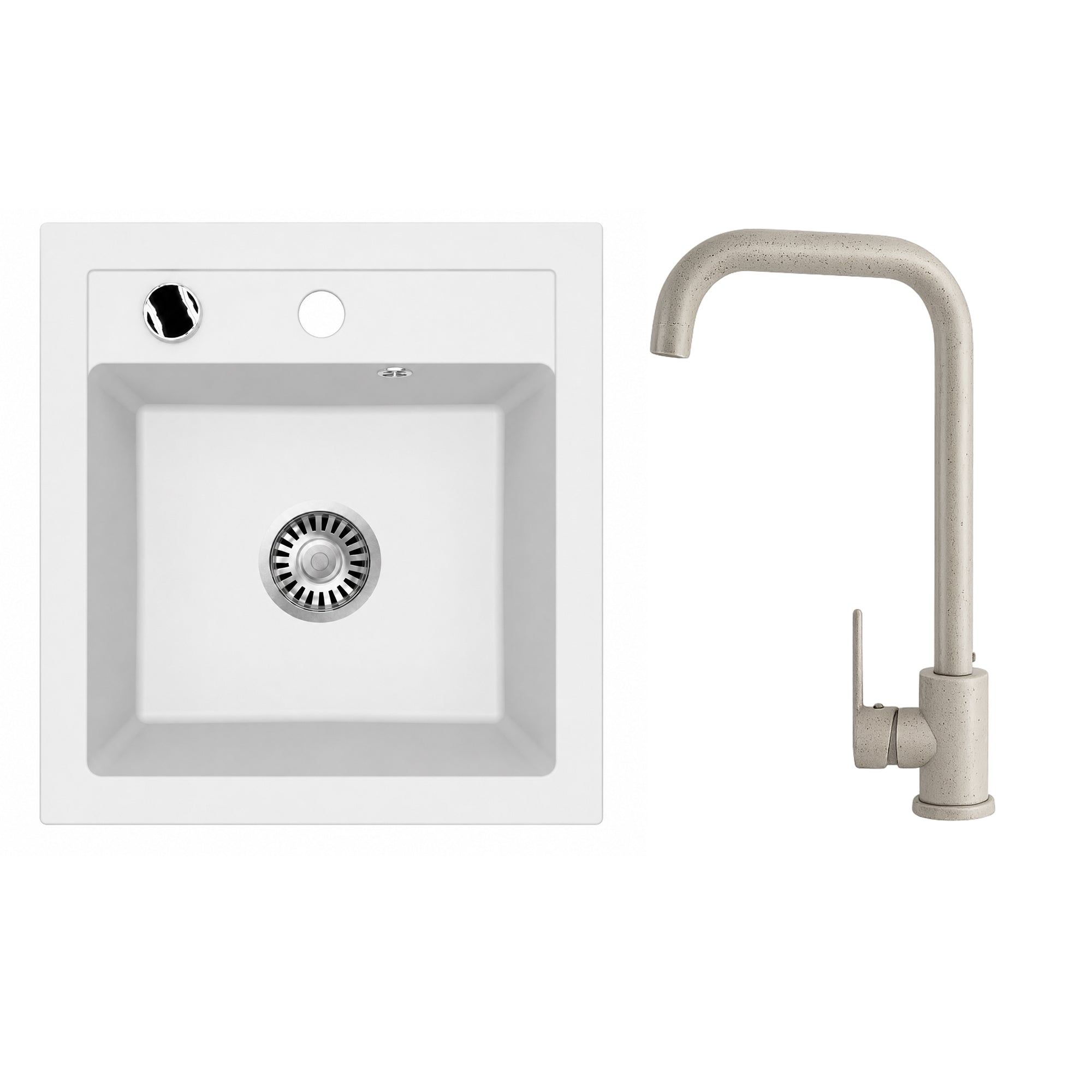 Faizee Home Granitspüle Milano 52 × 49 cm mit wählbarer Armatur
