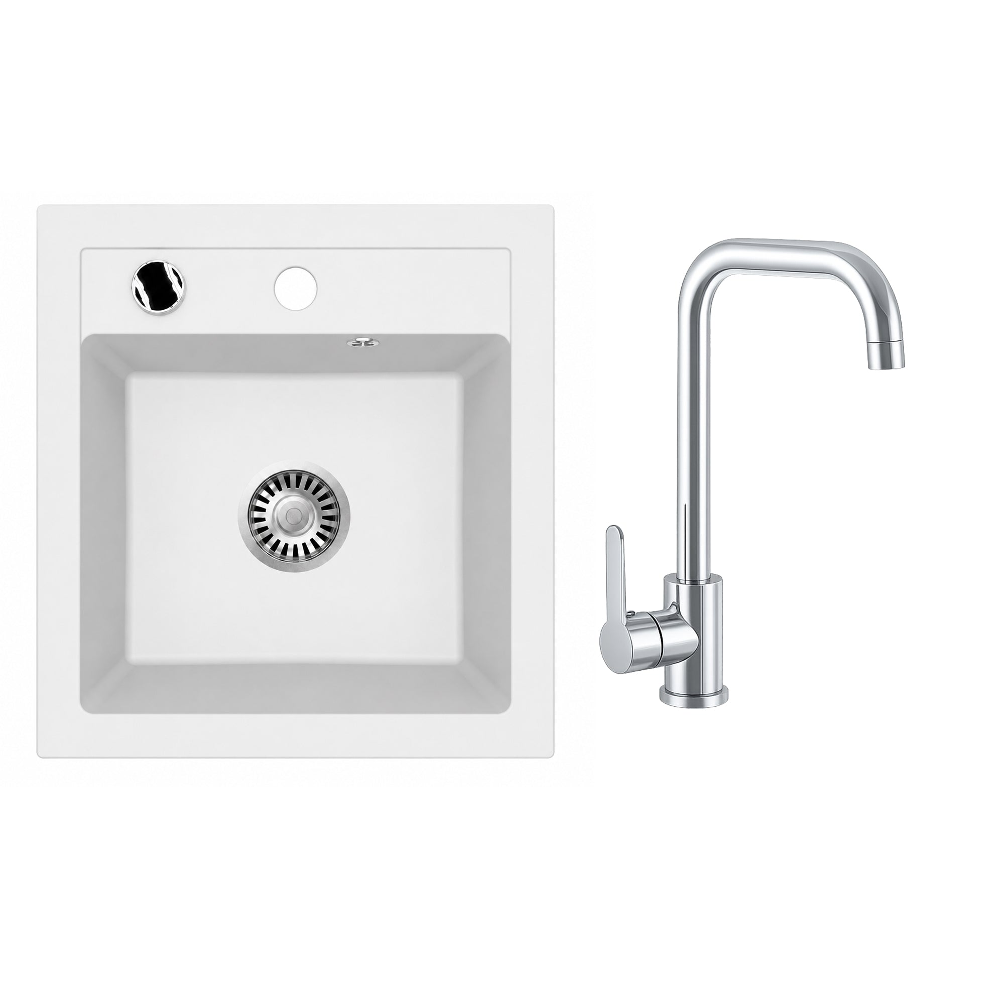 Faizee Home Granitspüle Milano 52 × 49 cm mit wählbarer Armatur