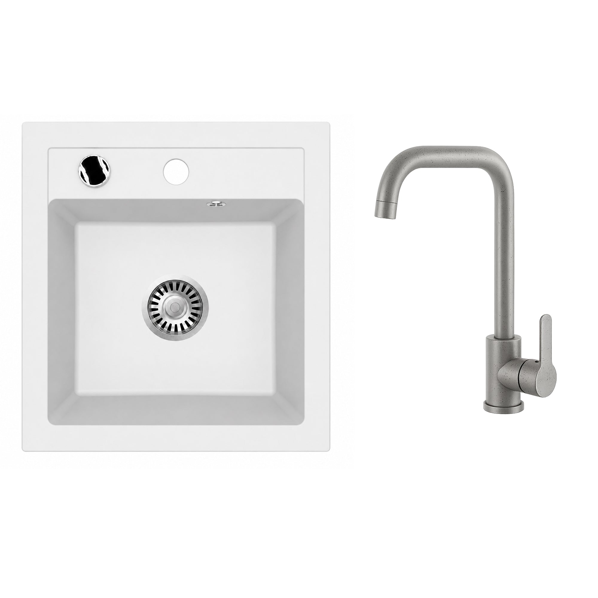 Faizee Home Granitspüle Milano 52 × 49 cm mit wählbarer Armatur